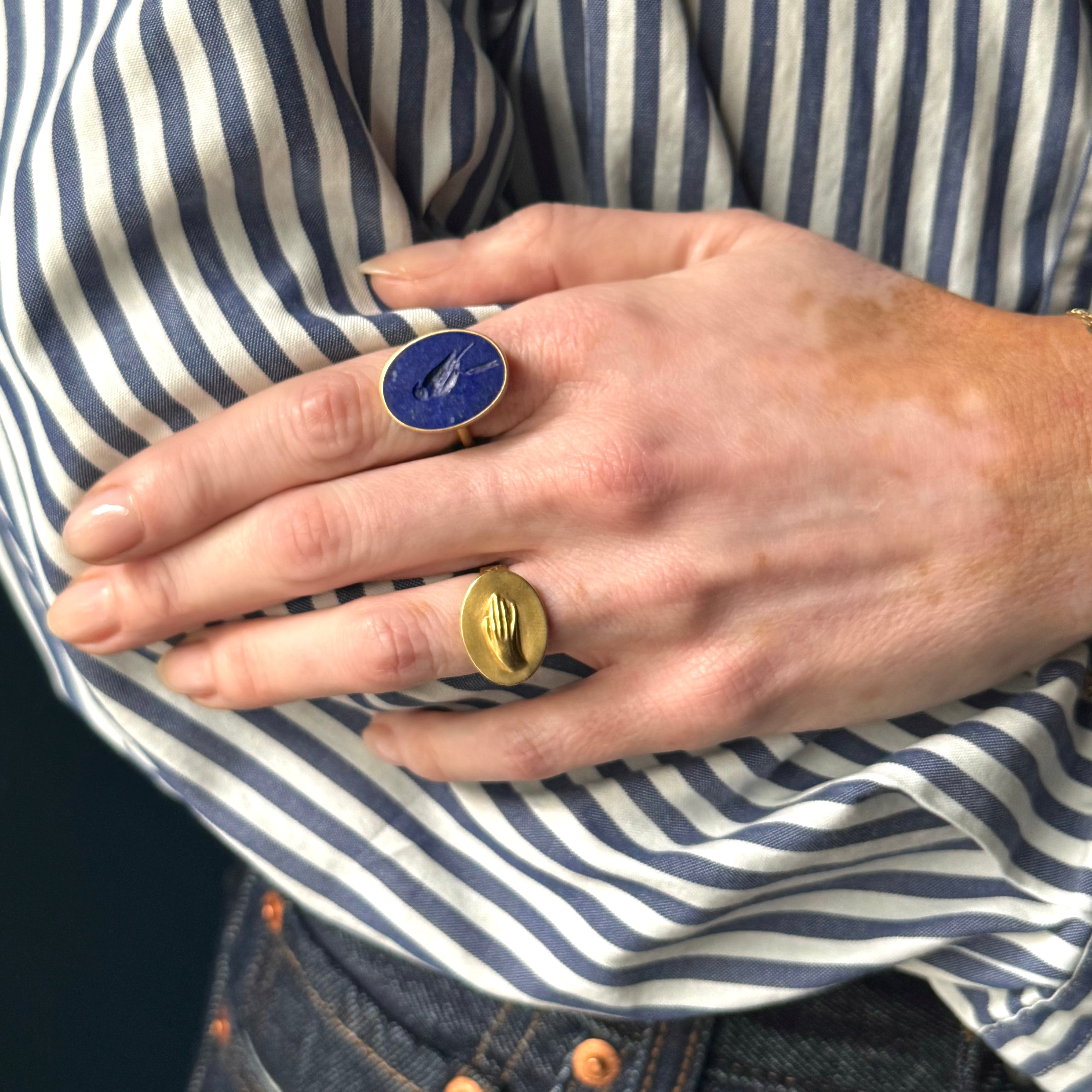 Gabriella Kiss 18k Large Token Hand Ring Inscribed with "Amicitia"