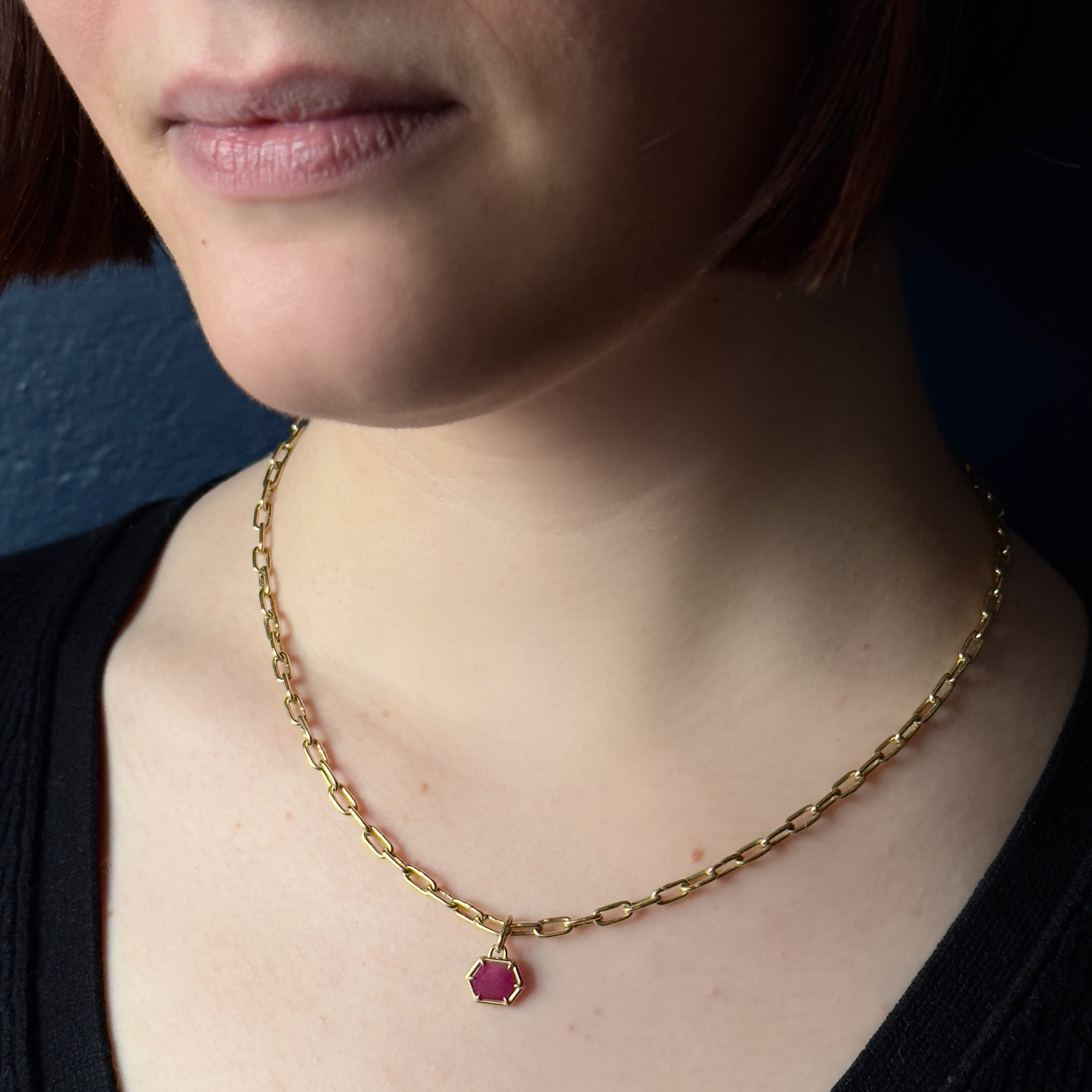 Tura Sugden 18k Hexagonal Ruby Pendant