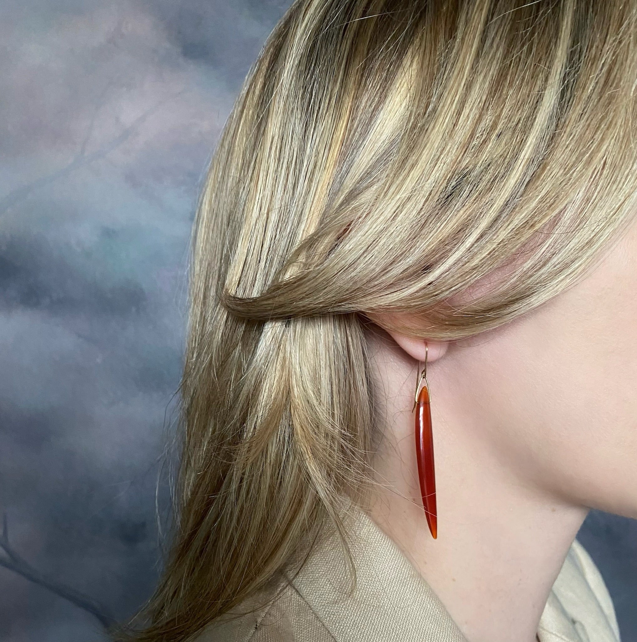 Gabriella Kiss 14k Carnelian Bean Earrings