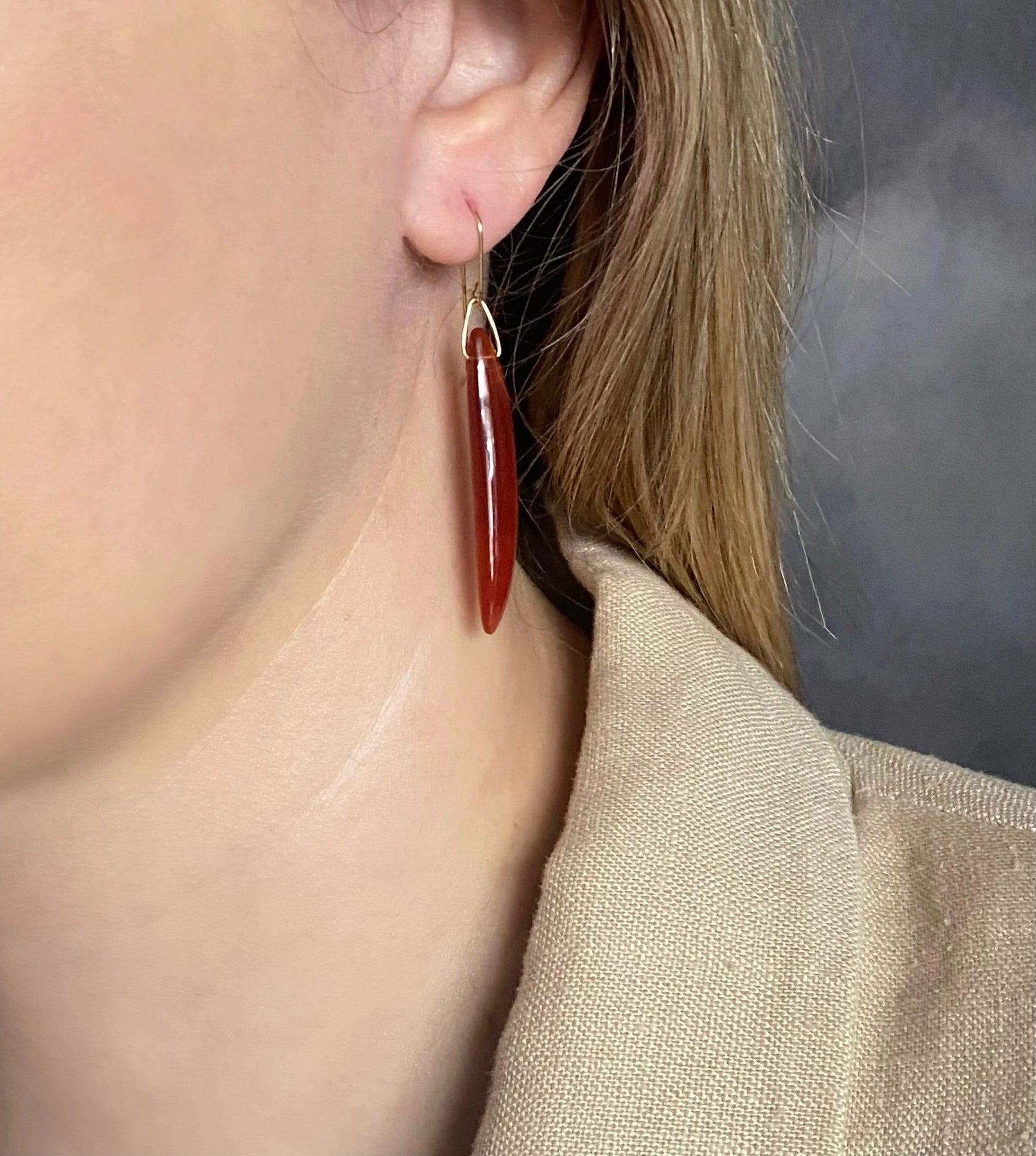 Gabriella Kiss 14k Carnelian Bean Earrings