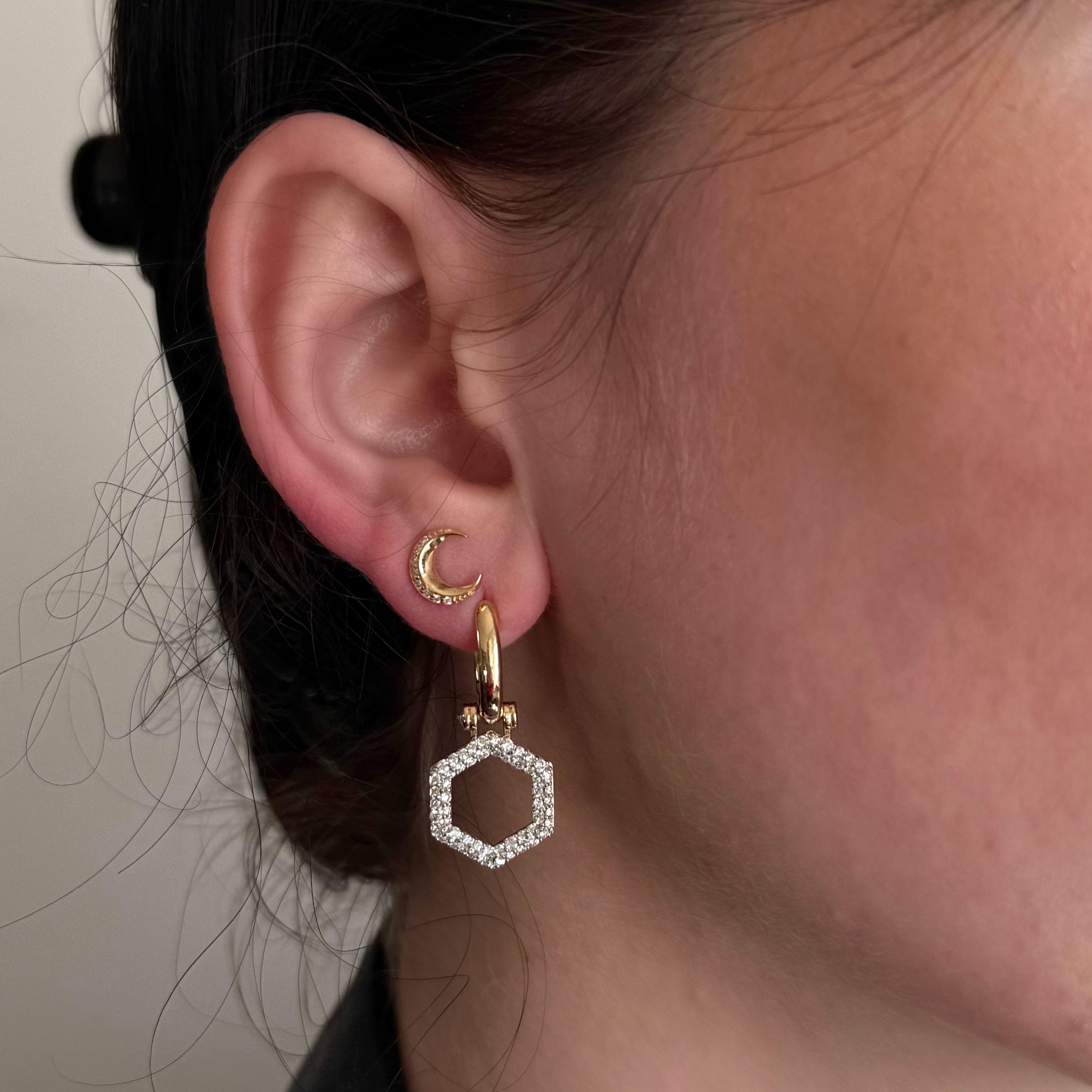 Harwell Godfrey 18k Diamond Tiny Moon Stud Earrings