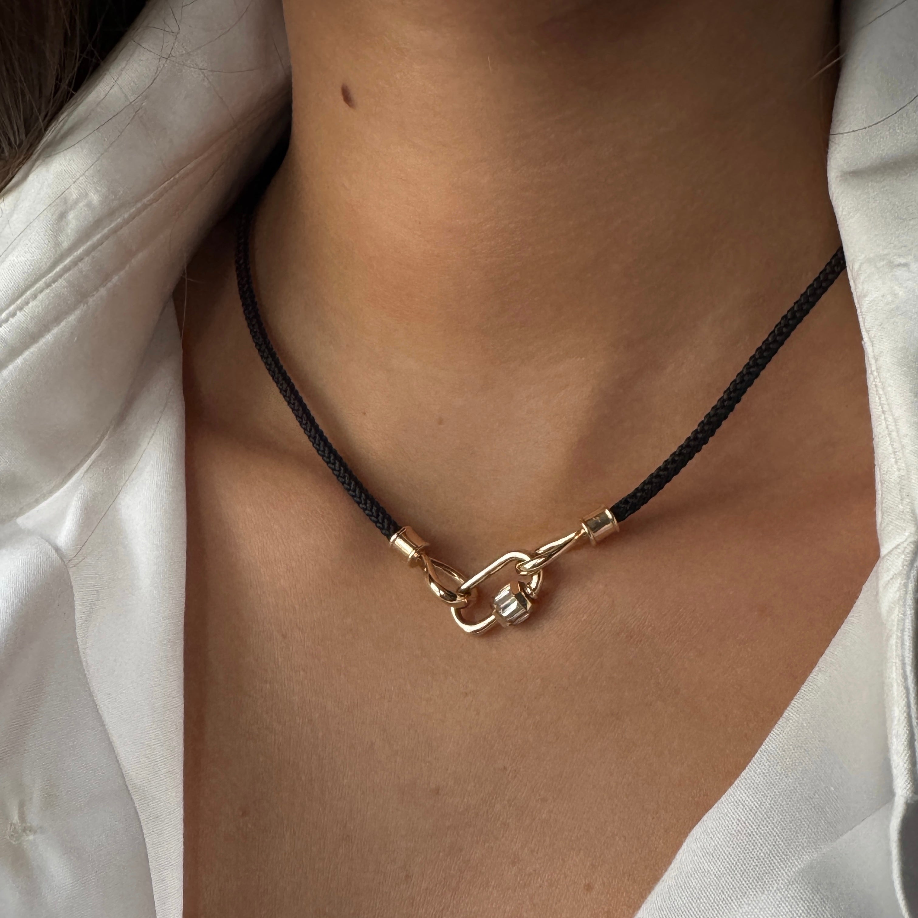 Marla Aaron String Project with Yellow Gold Loops in Black