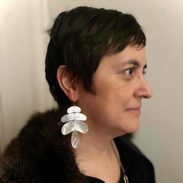 TenThousandThings 18k Large Mother of Pearl Totem Earrings