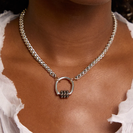 Marla Aaron Sterling & 14k Gold Ball Trundle Lock Ring