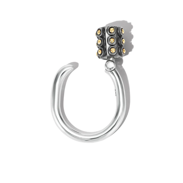 Marla Aaron Sterling & 14k Gold Ball Trundle Lock Ring