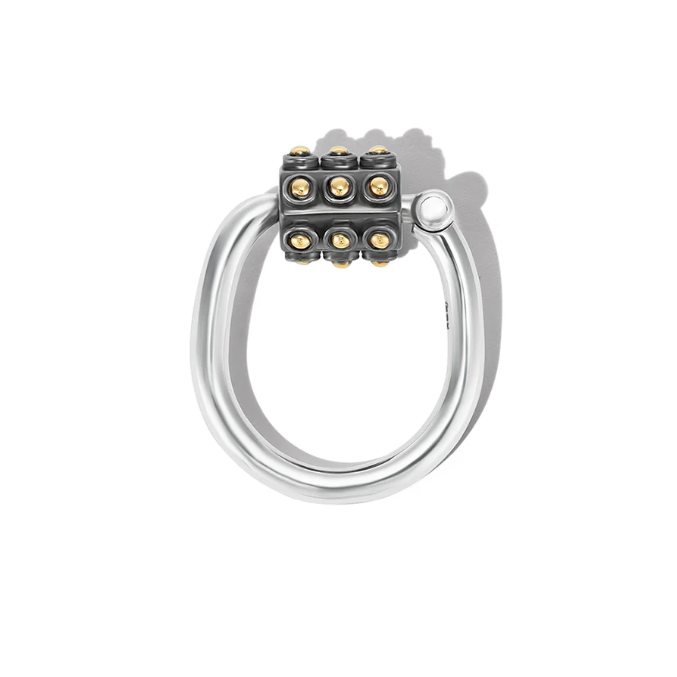 Marla Aaron Sterling & 14k Gold Ball Trundle Lock Ring
