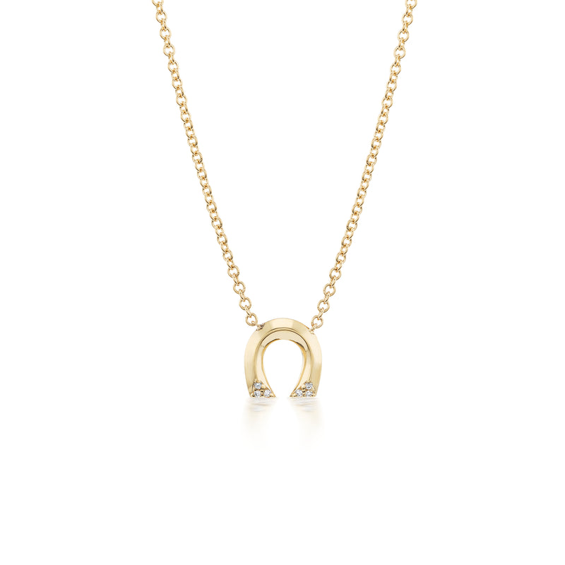 Harwell Godfrey 18k Diamond Tiny Horseshoe Pendant Necklace -16"/18"