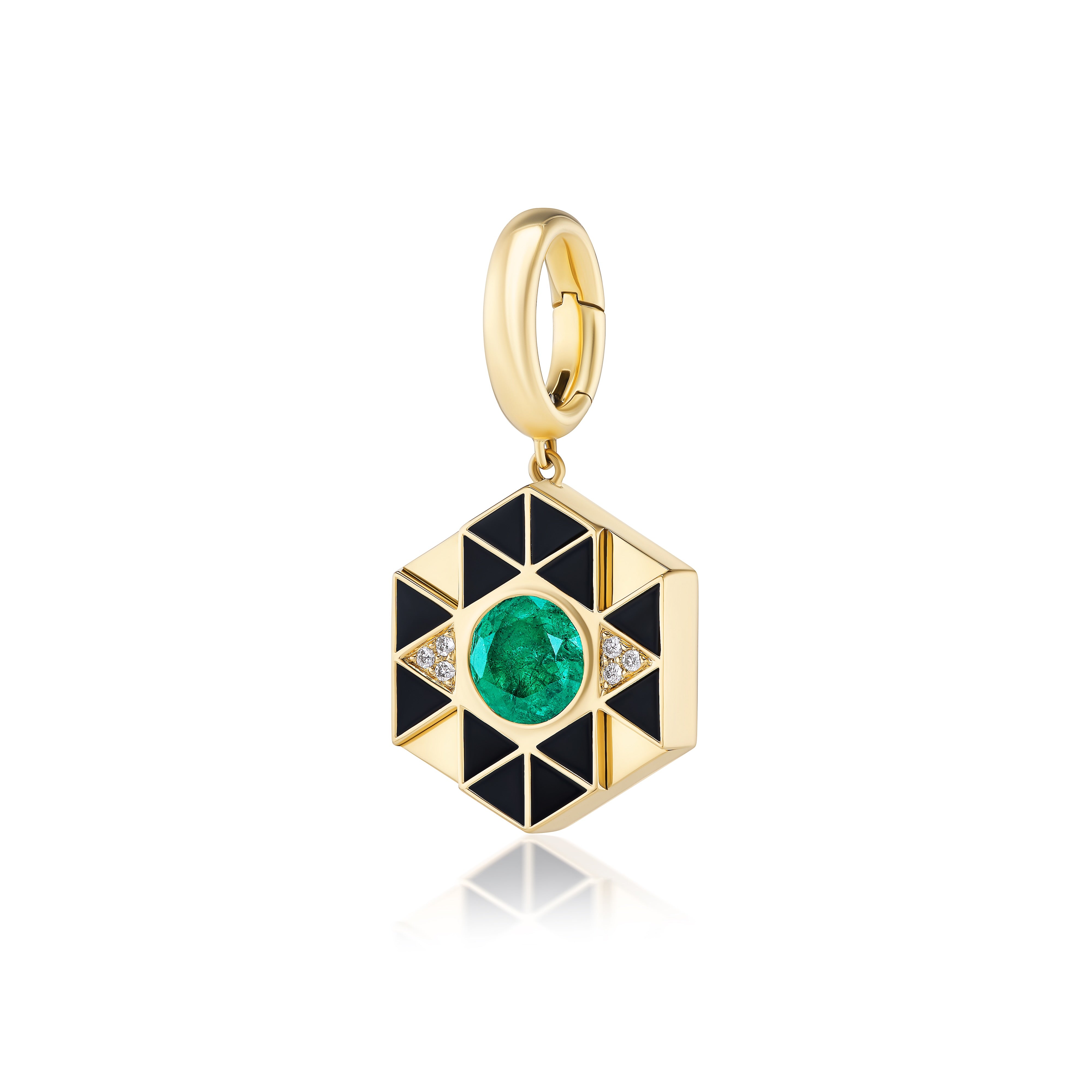 Harwell Godfrey 18k Emerald & Black Onyx Evil Eye Charm Pendant