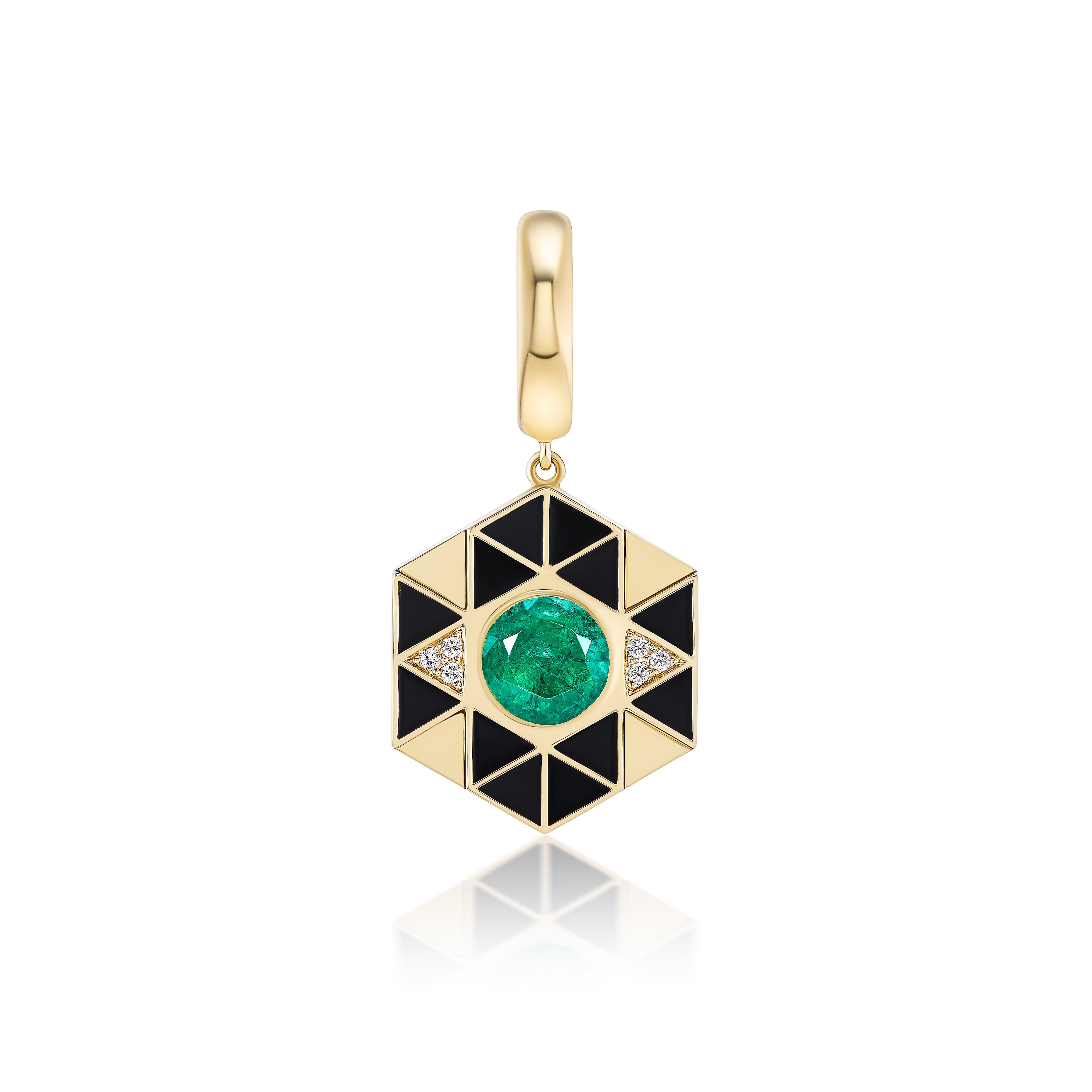 Harwell Godfrey 18k Emerald & Black Onyx Evil Eye Charm Pendant