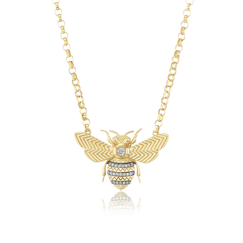 Harwell Godfrey 18k Diamond Mini Bee Pendant Necklace 16"/18"