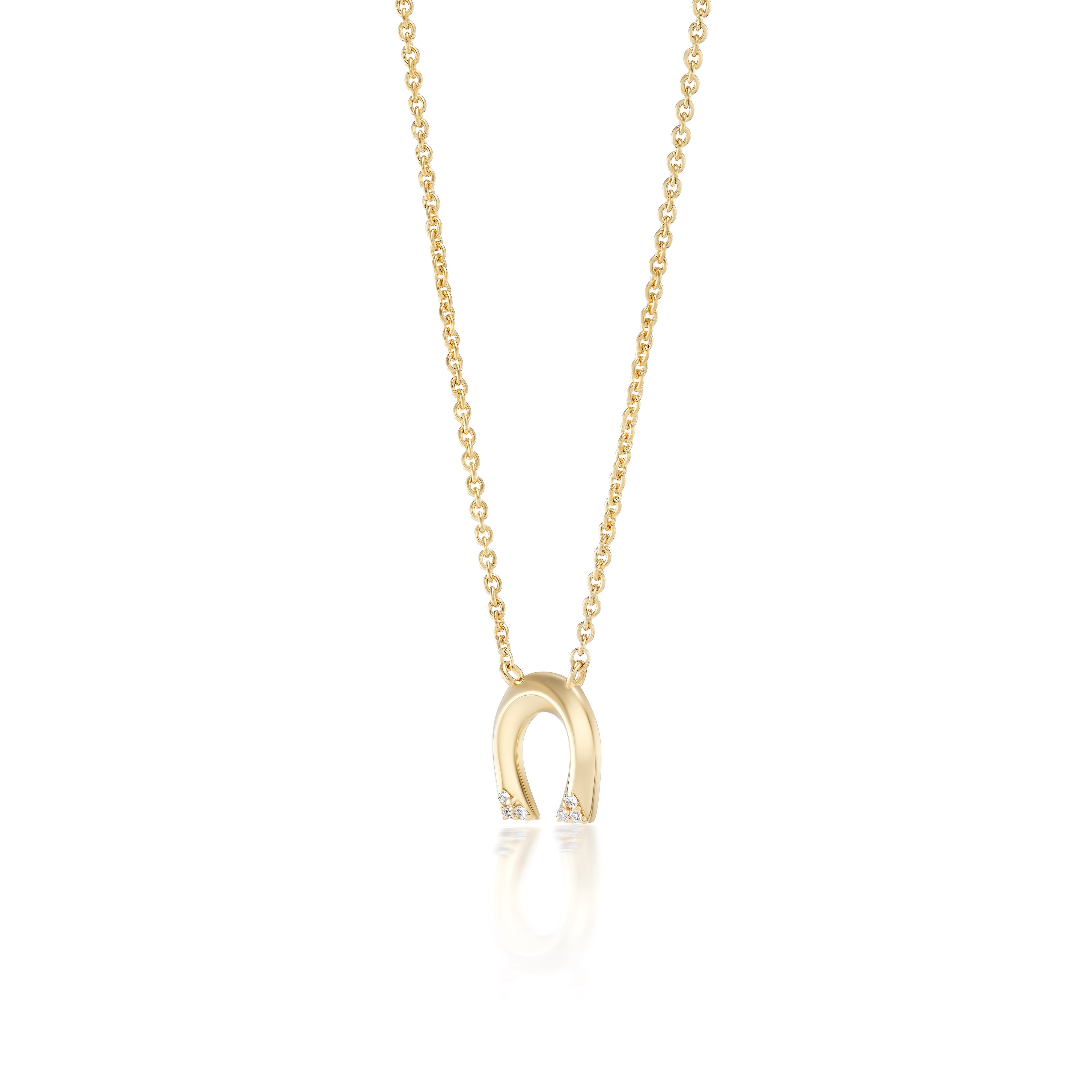 Harwell Godfrey 18k Diamond Tiny Horseshoe Pendant Necklace -16"/18"