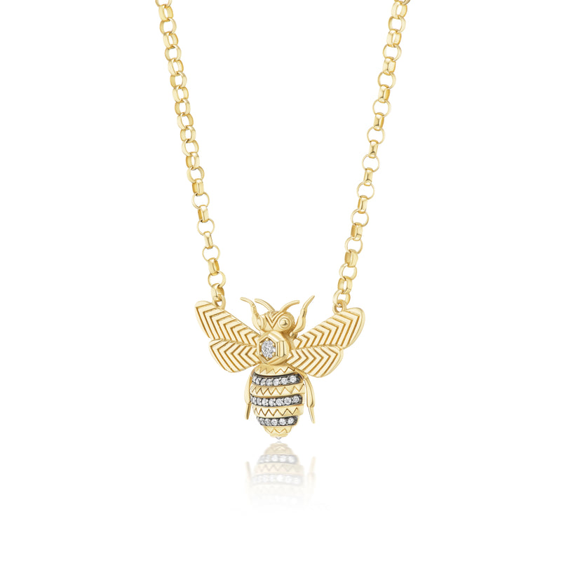 Harwell Godfrey 18k Diamond Mini Bee Pendant Necklace 16"/18"