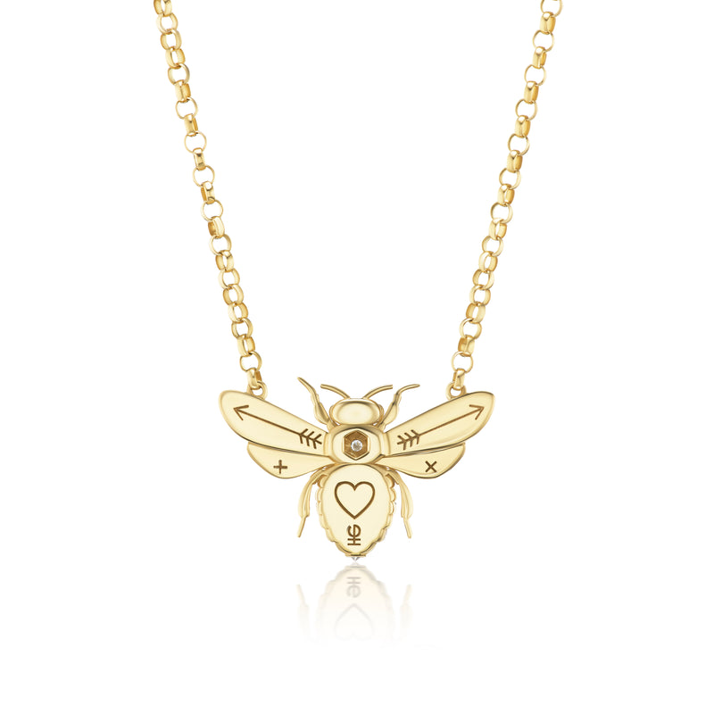 Harwell Godfrey 18k Diamond Mini Bee Pendant Necklace 16"/18"