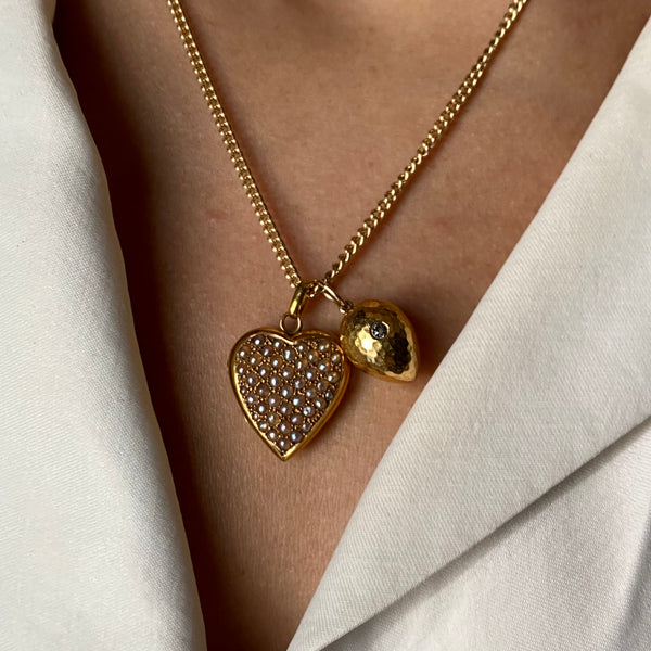 Antique Victorian 18k Pave Pearl Heart Locket