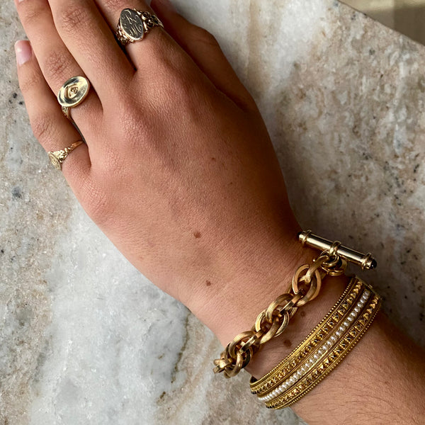 Vintage Mid-Century 18k Toggle Bracelet  7"