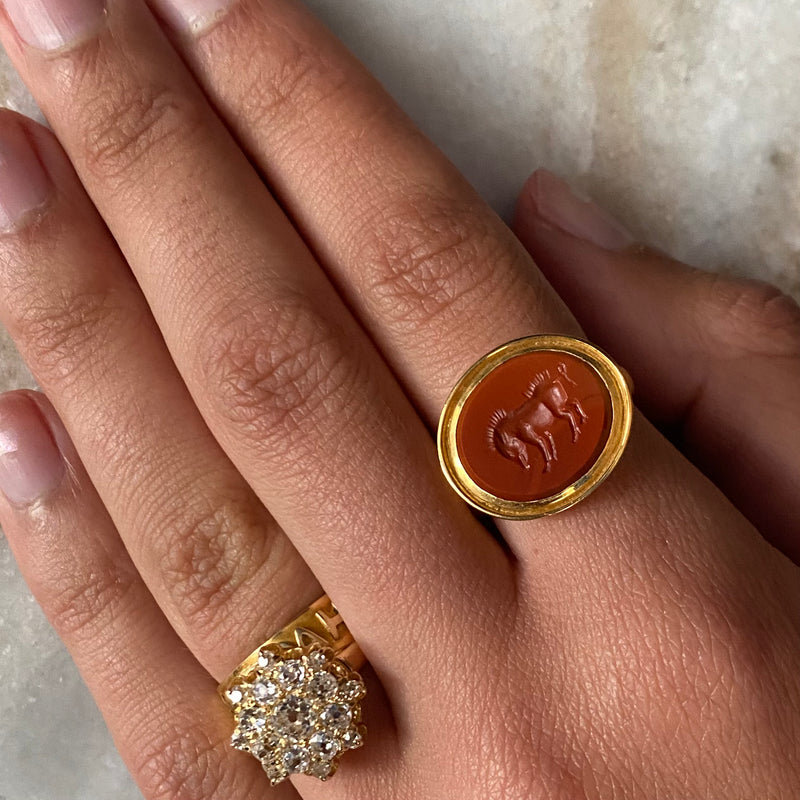 Antique Georgian 15k Boar Intaglio Ring
