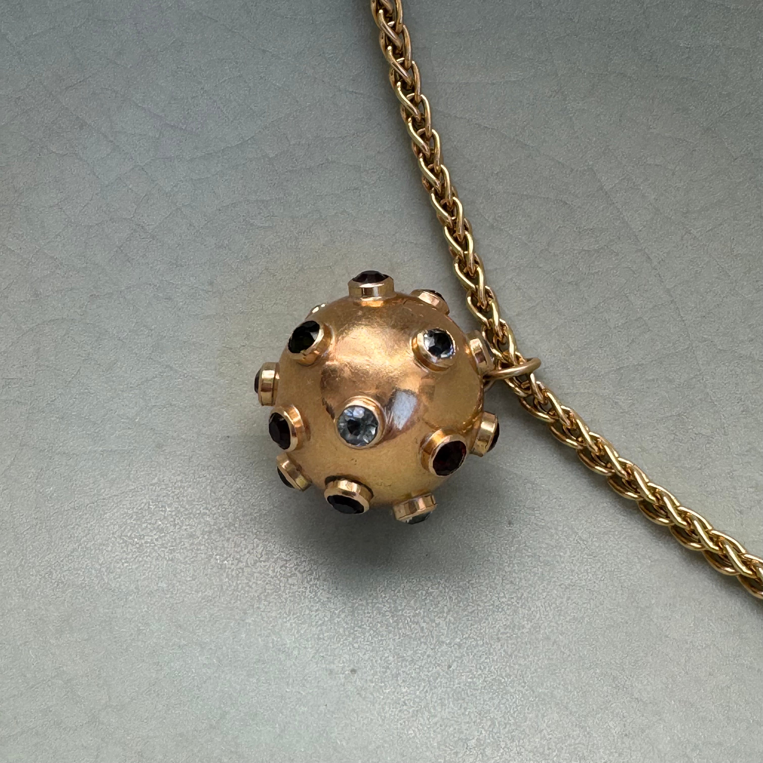 Vintage Mid-Century 18k Multi Stone Sputnik Pendant