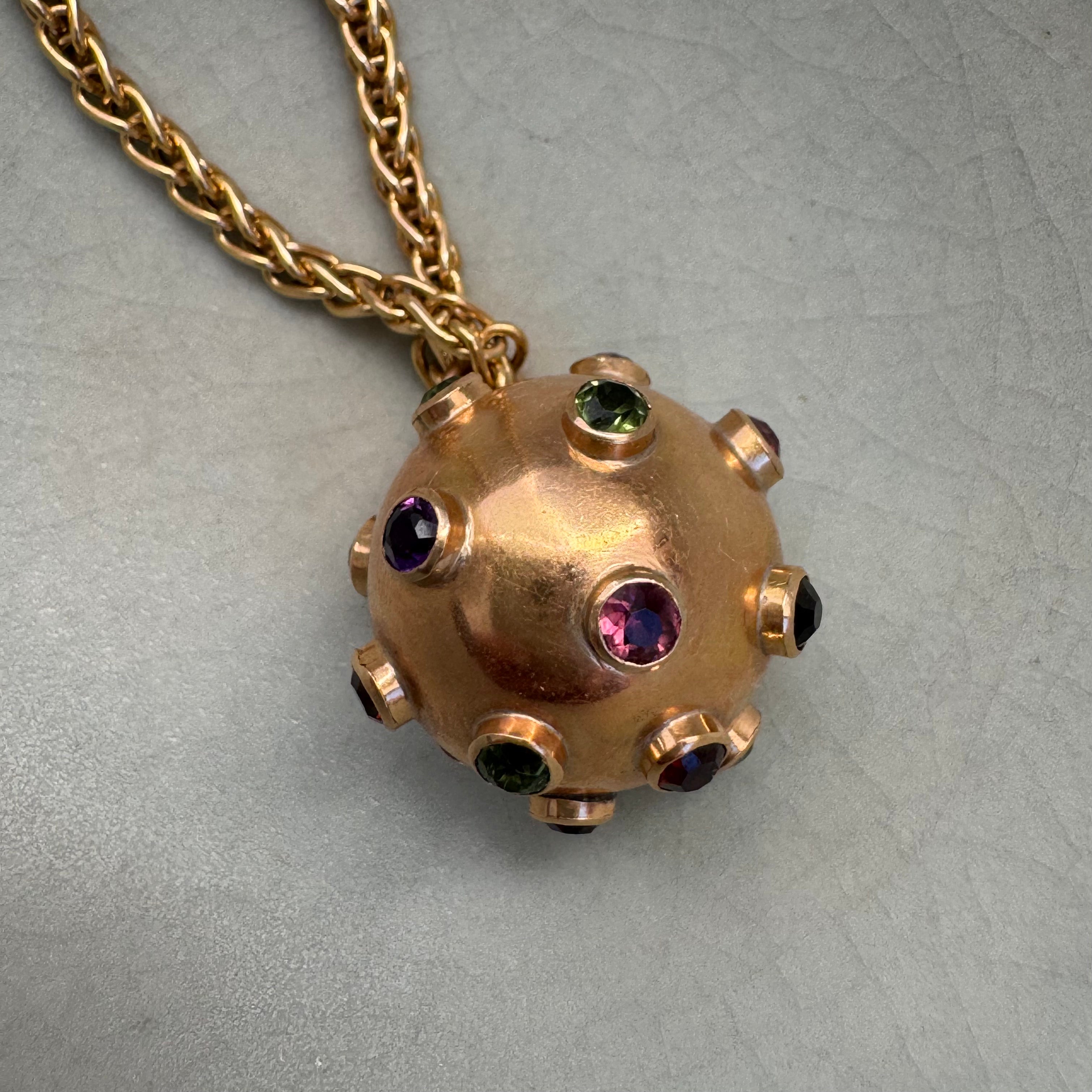 Vintage Mid-Century 18k Multi Stone Sputnik Pendant