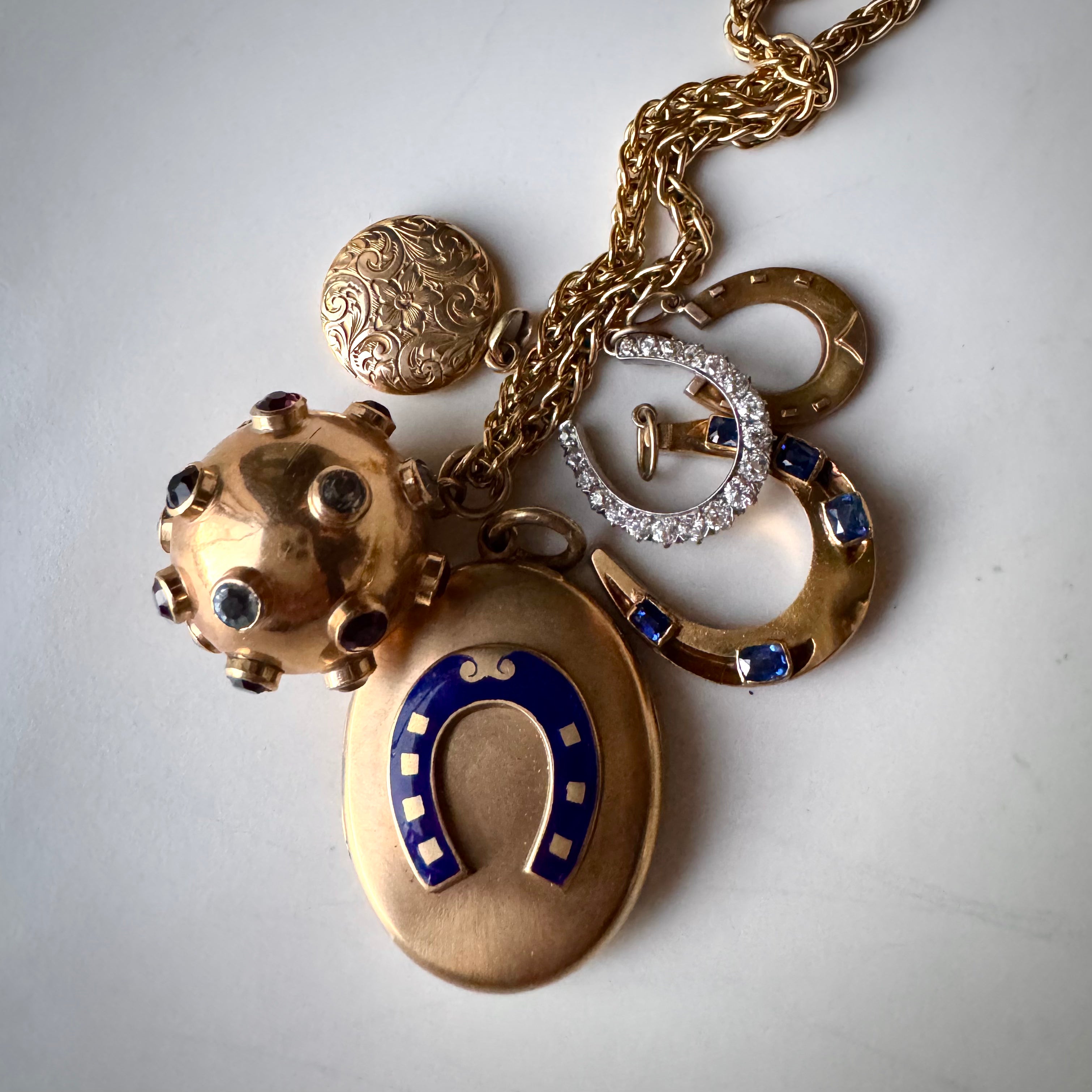 Vintage Mid-Century 18k Multi Stone Sputnik Pendant