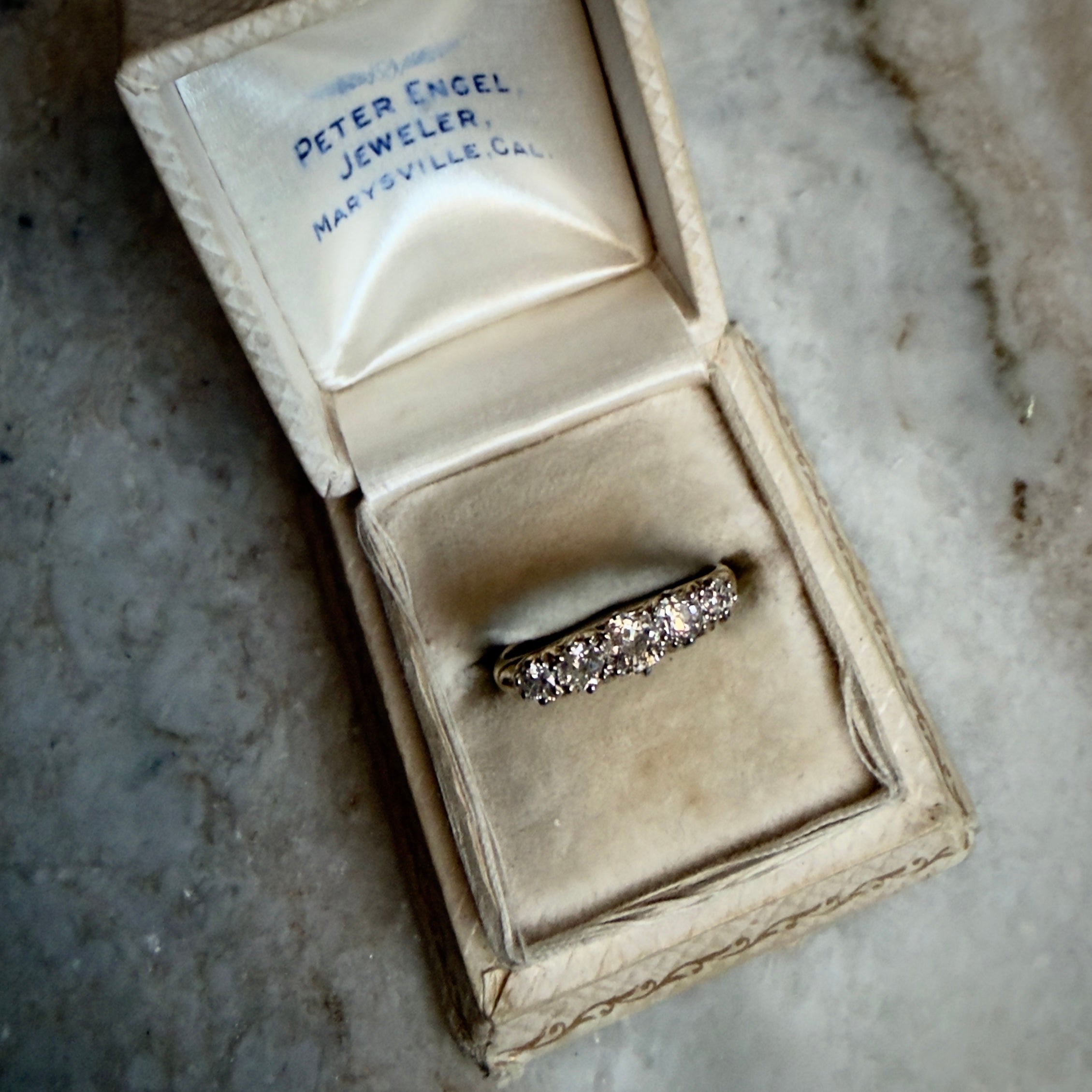 Antique Edwardian 18k/Platinum Five Stone Diamond Ring