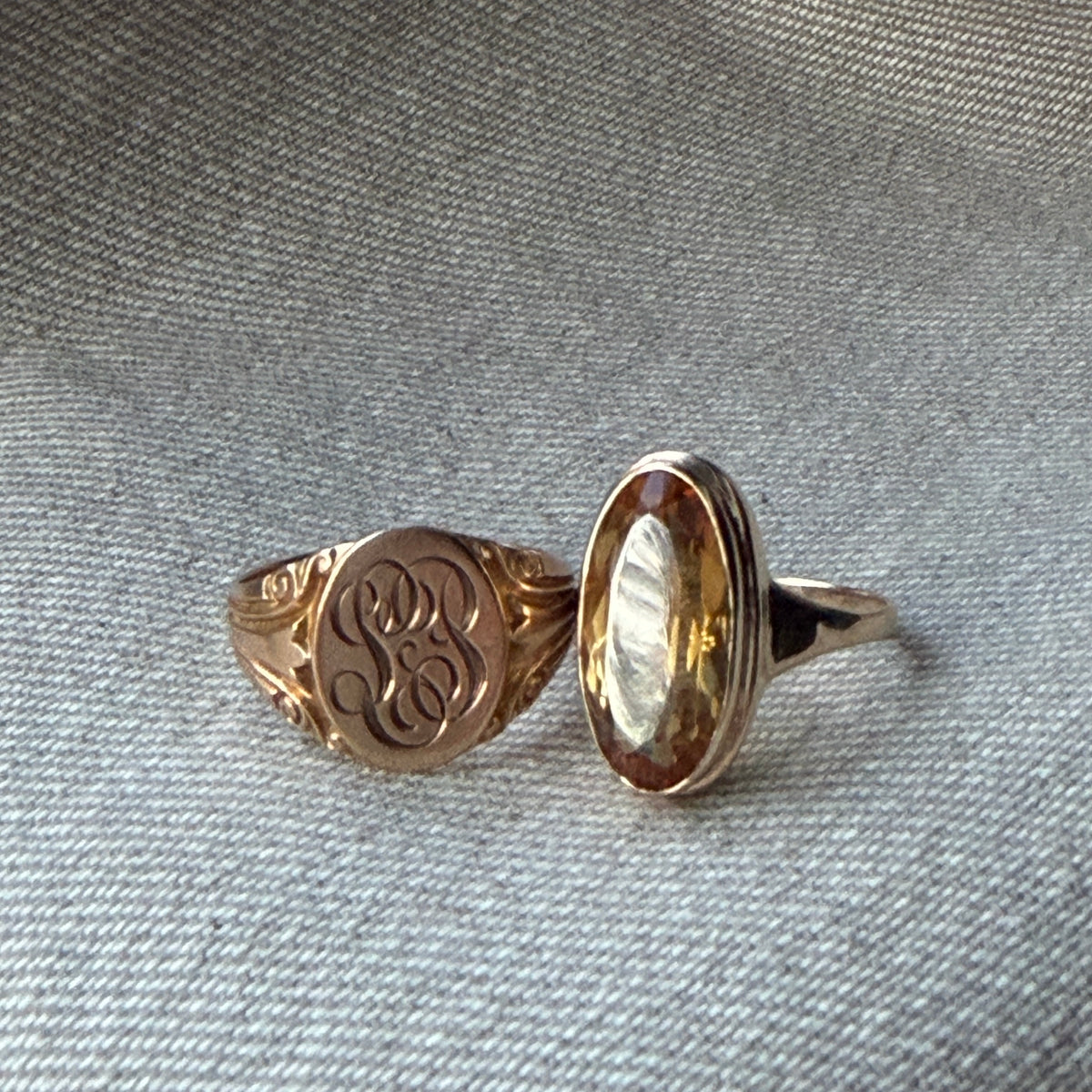 Antique 10k Victorian Bezel Set Oval Citrine Ring