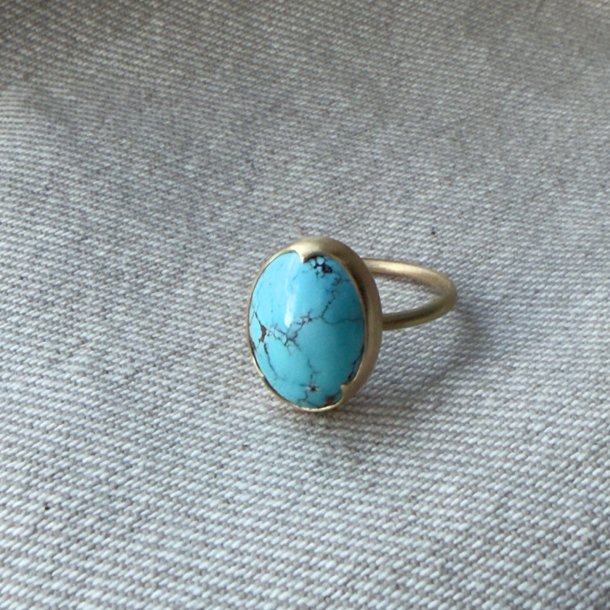Gabriella Kiss 18k Oval Persian Turquoise Ring- 8.44ct
