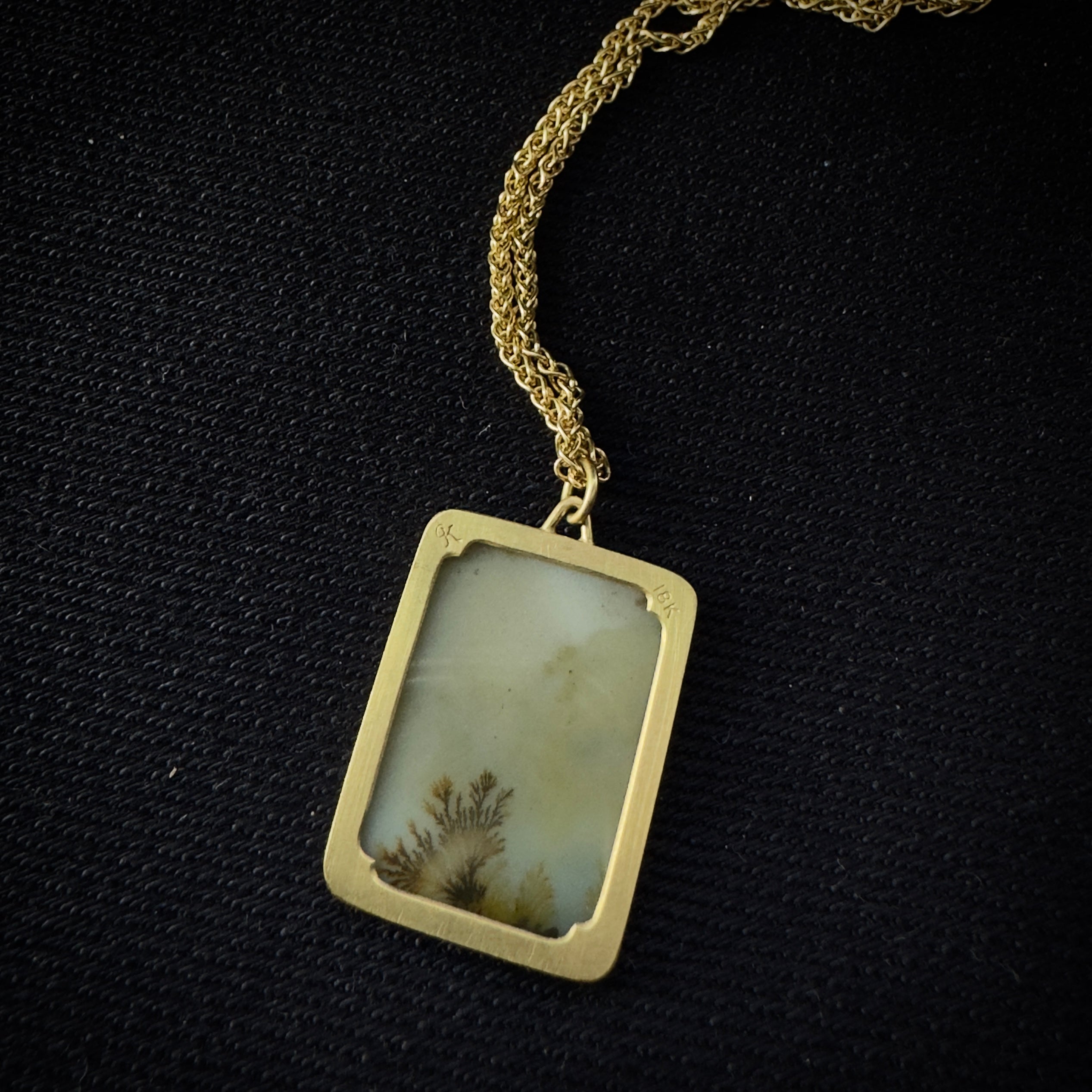 Gabriella Kiss 18k Rectangular Dendrite Agate Necklace