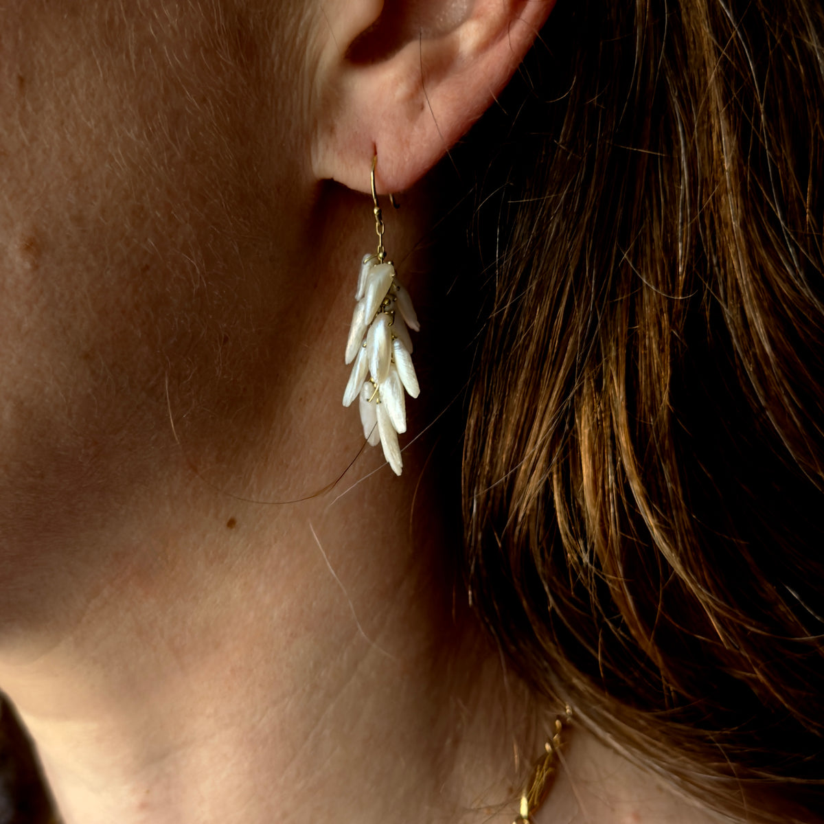 TenThousandThings 18k American Natural Pearl Cluster Earrings