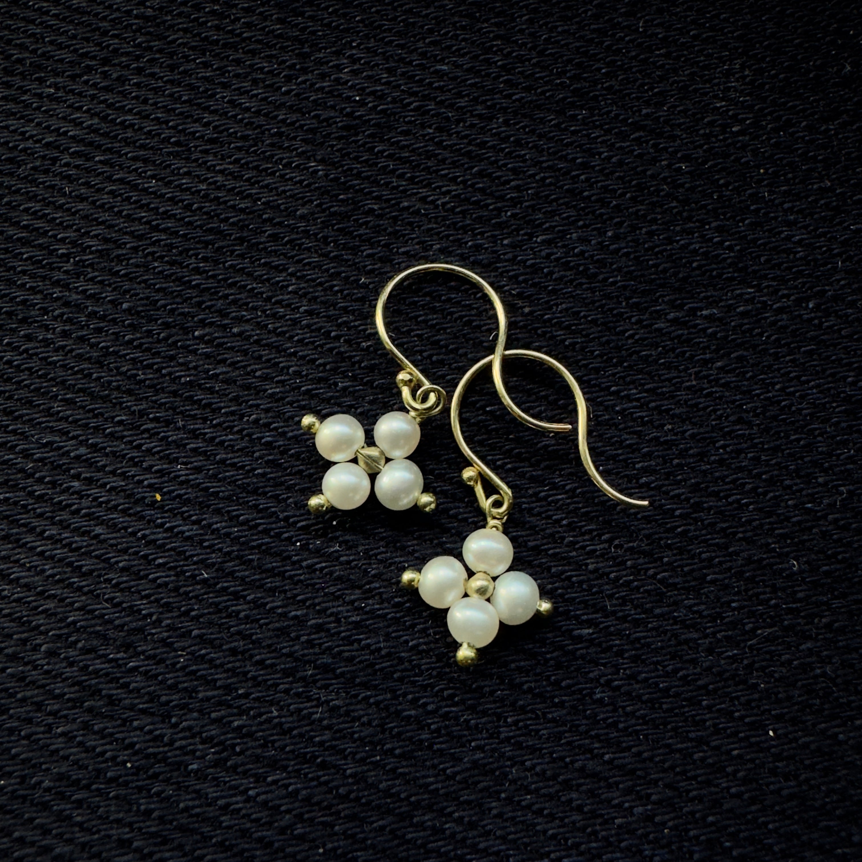 TenThousandThings 18k Original Small White Pearl Cross Earrings