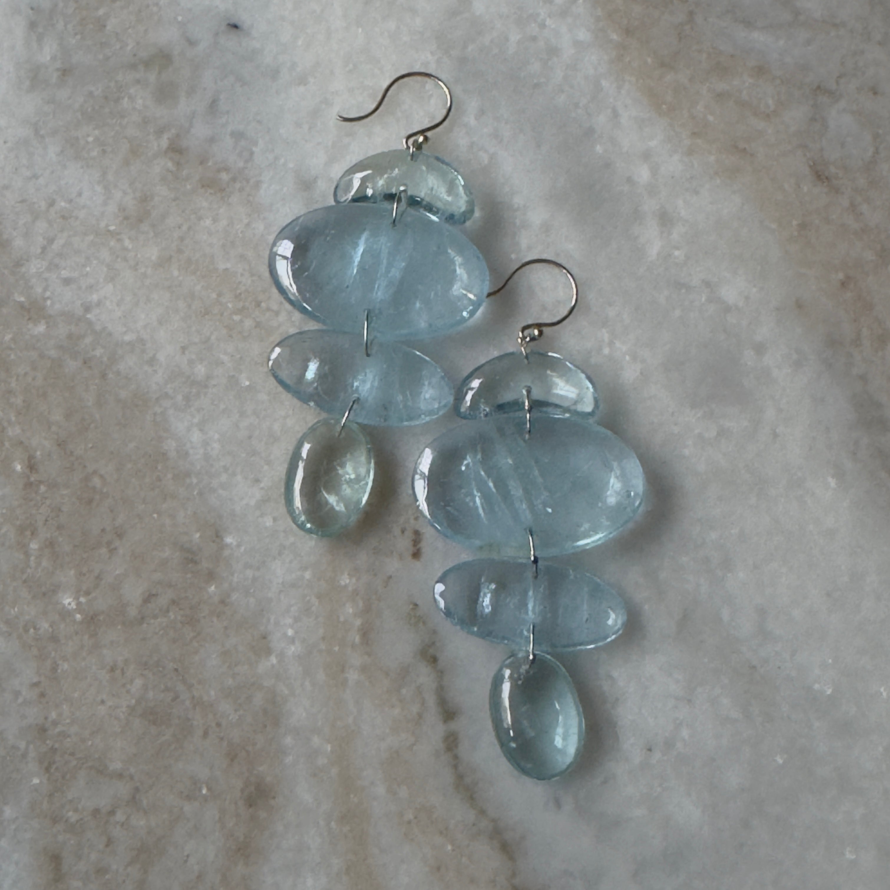 TenThousandThings 18k Oval Totem Aqua Earrings