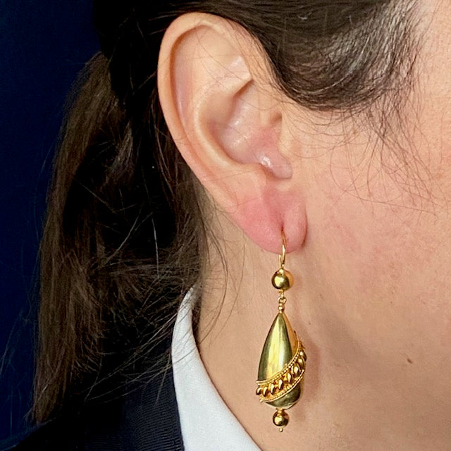 Antique Victorian 15k Torpedo Earrings