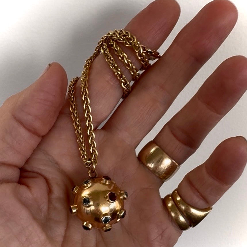 Vintage Mid-Century 18k Multi Stone Sputnik Pendant