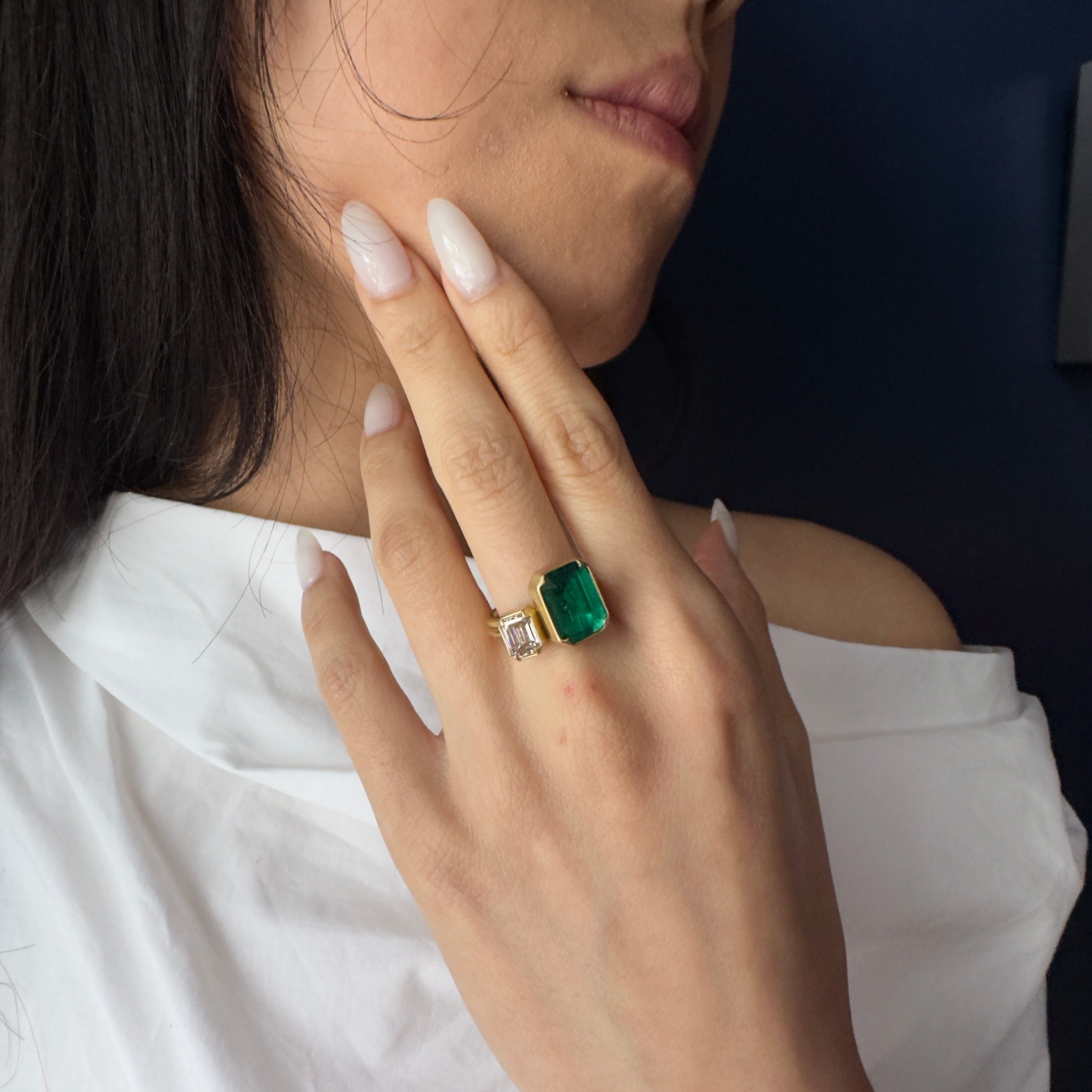 Gabriella Kiss 18k Emerald Cut Champagne Diamond Ring - 1.05 ct.