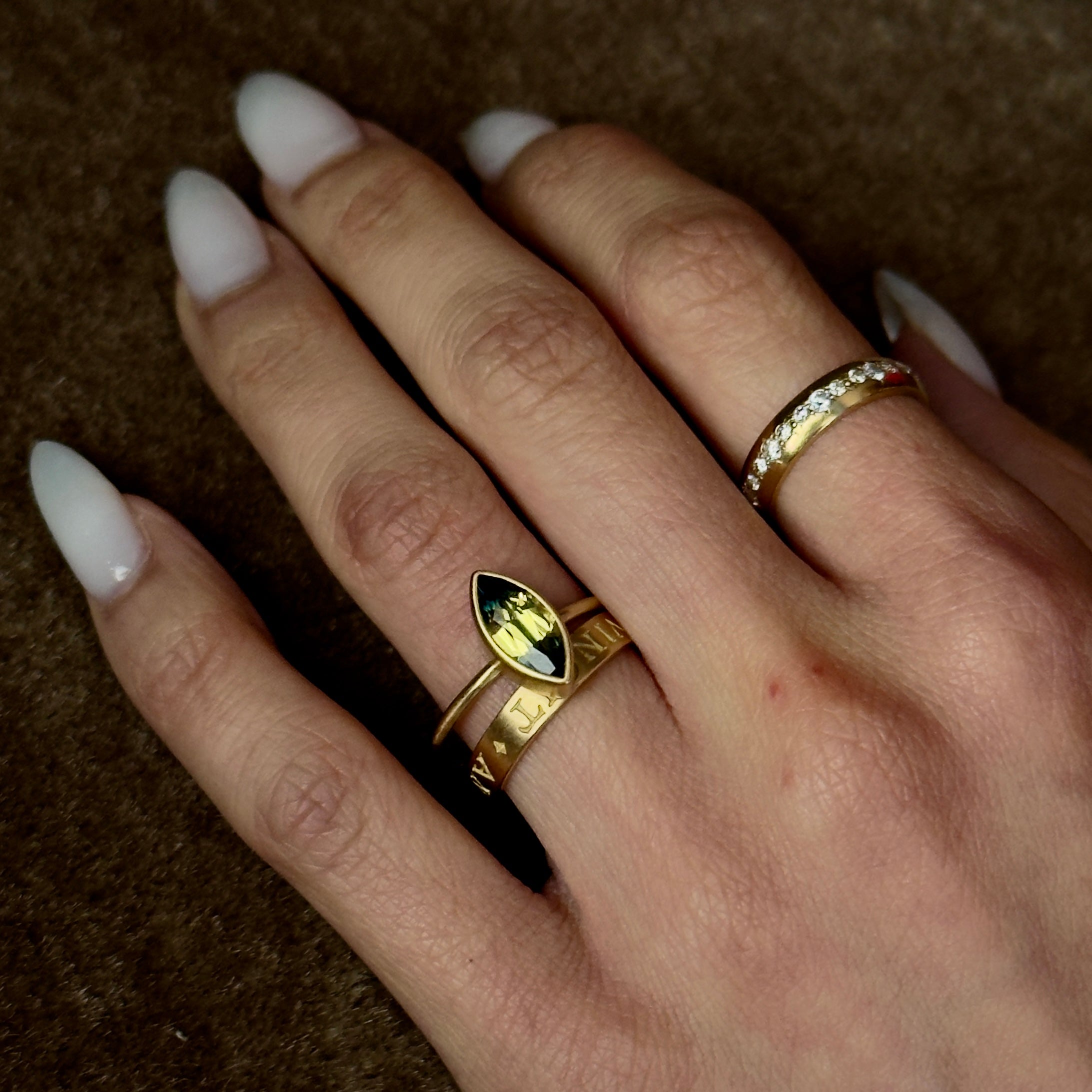 Gabriella Kiss 18k Green Sapphire Marquis Ring - 1.7ct
