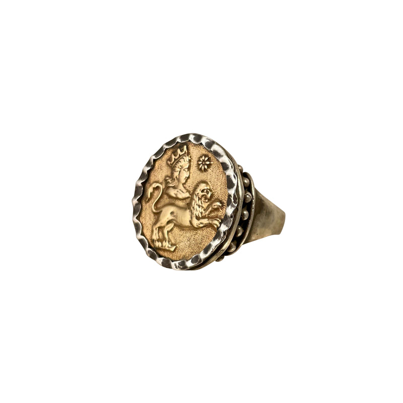 Vintage Mid-Century 14k and Sterling Silver Leo Ring