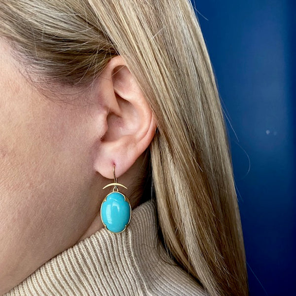 Gabriella Kiss 18k Large Sleeping Beauty Turquoise & Four Scallop Earrings