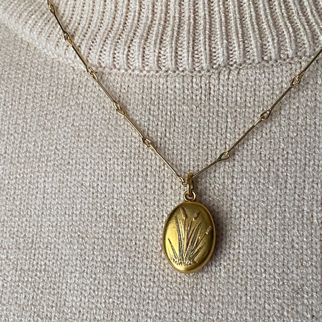 Antique Aesthetic Movement 15k Cat Tail Motif Locket Pendant