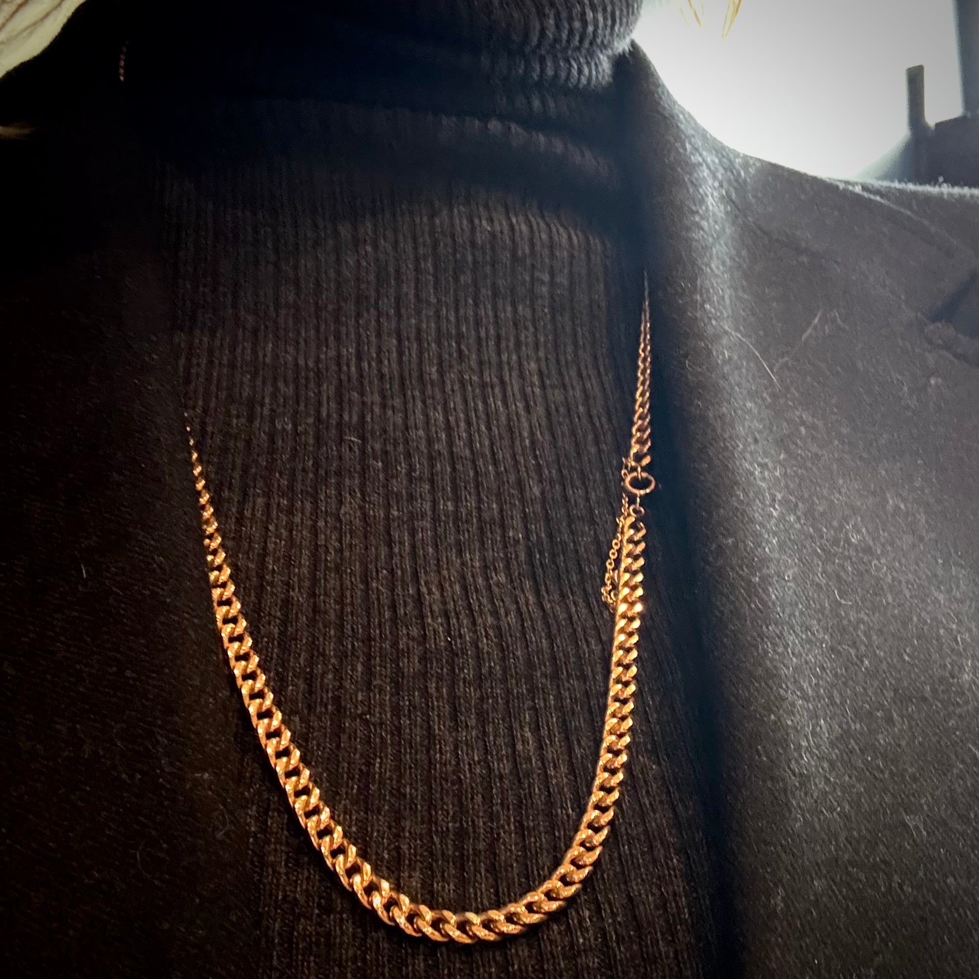 Antique French 18k Wide Curb Chain - 26"