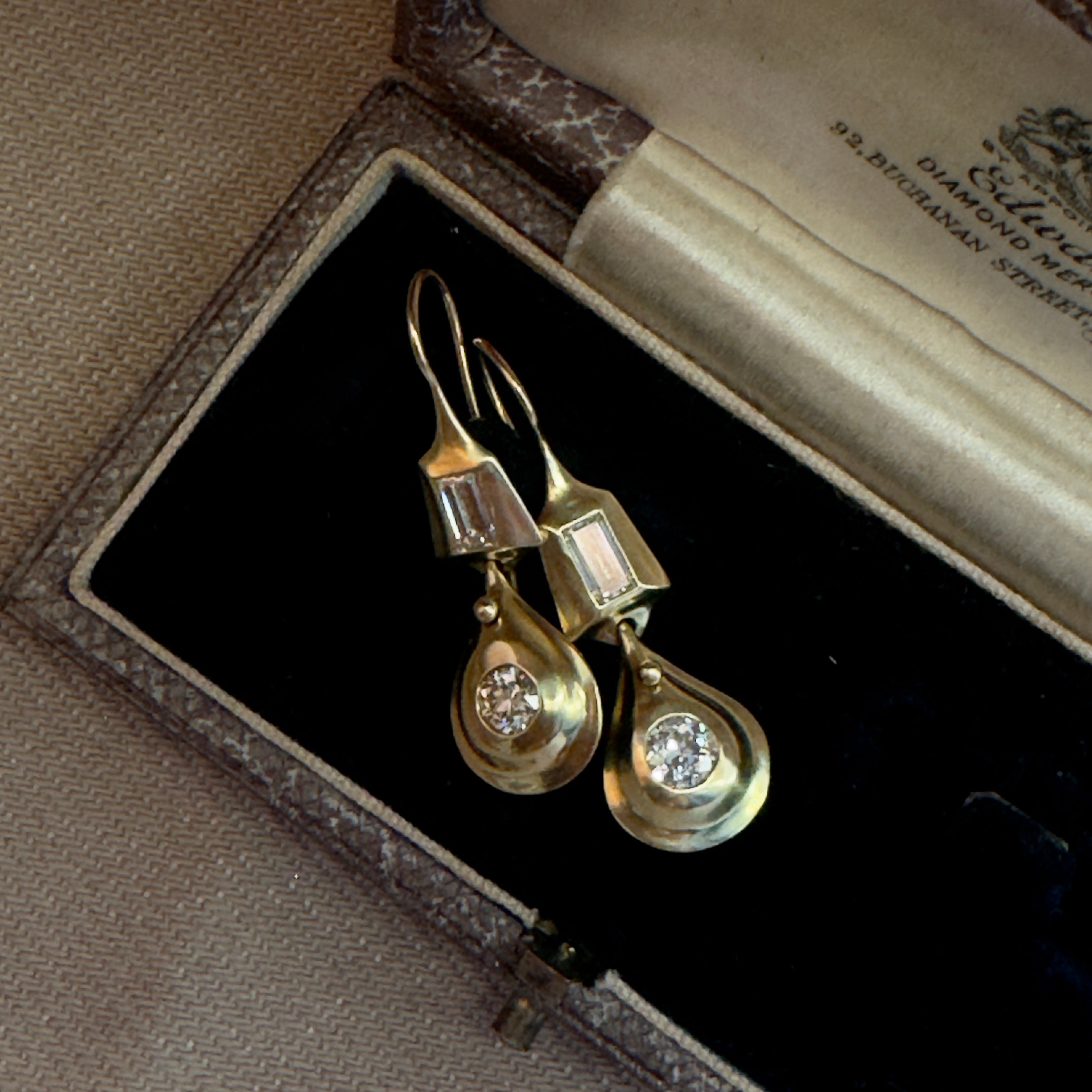 TenThousandThings 18k Baguette Diamond Drop Earrings 1.07ctw