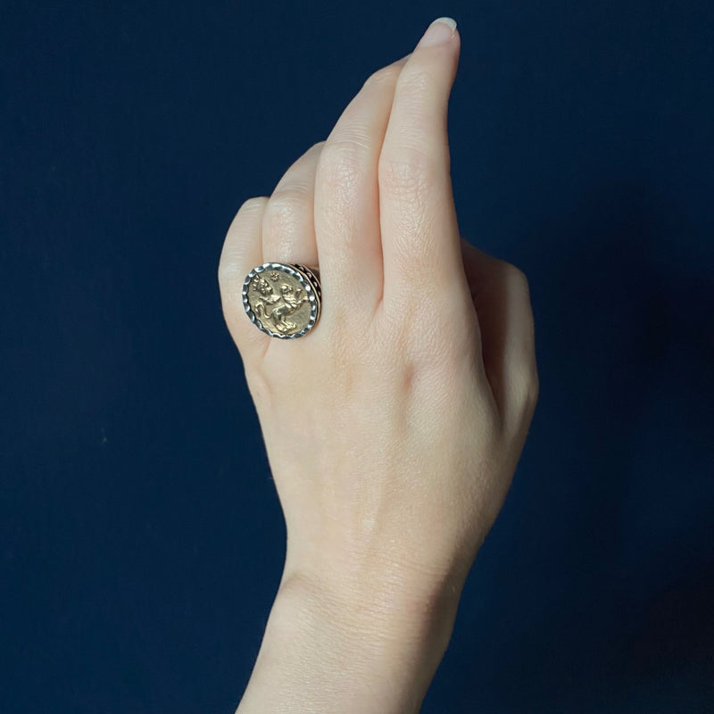Vintage Mid-Century 14k and Sterling Silver Leo Ring