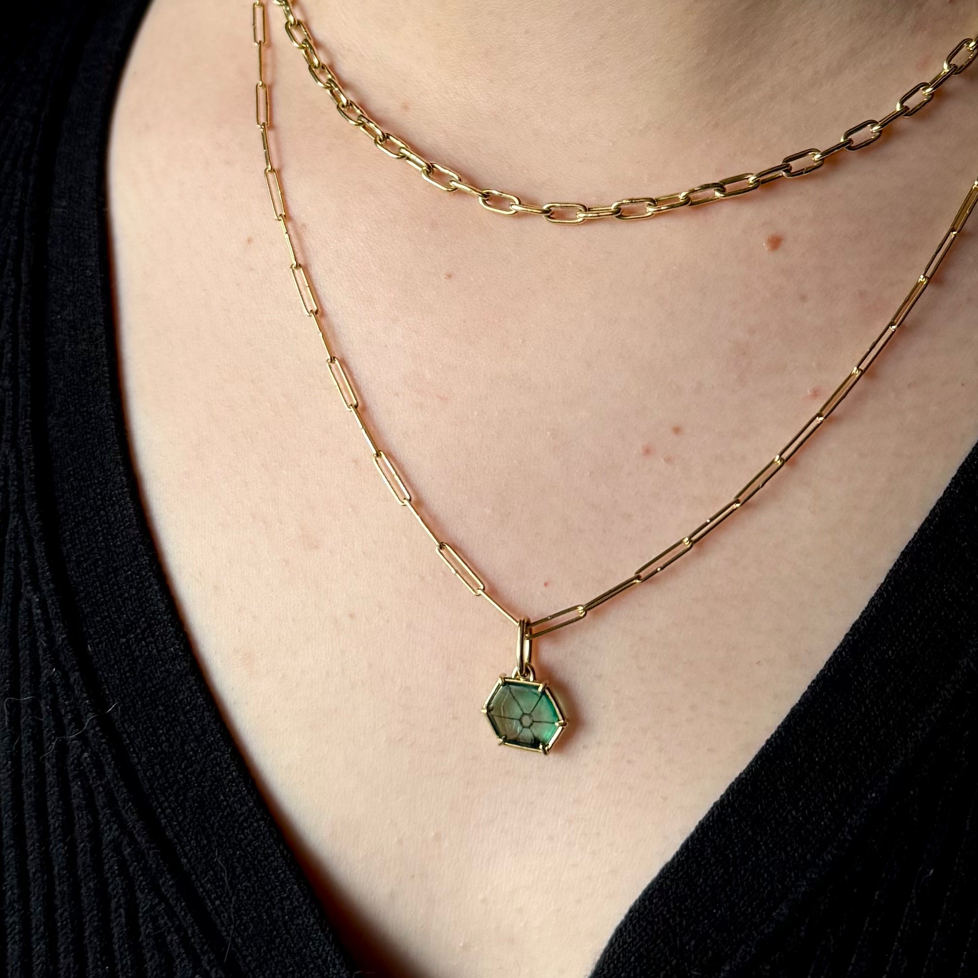 Tura Sugden 18k Colombian Trapiche Emerald Pendant