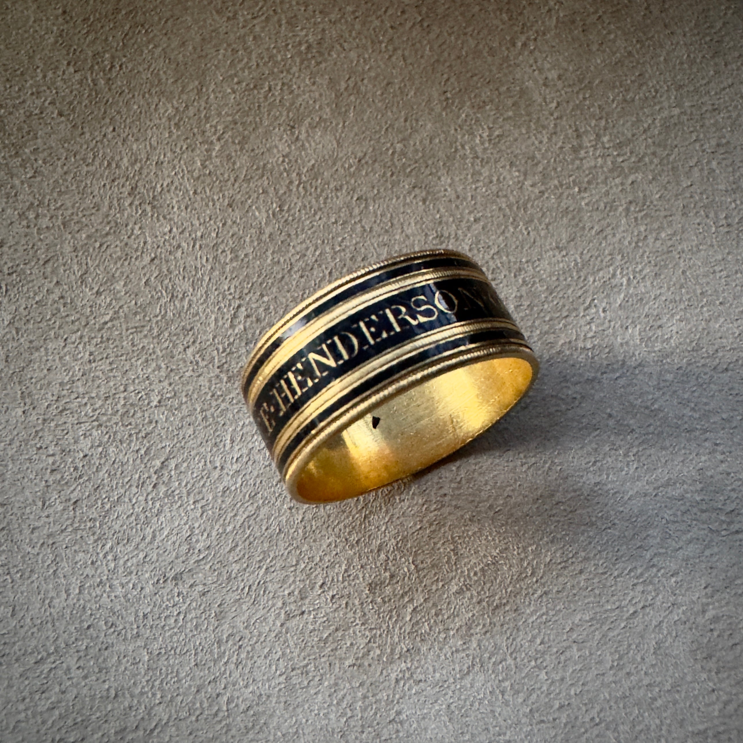 Antique Georgian 18k and Enamel Mourning Band- "Mrs Alice Henderson"