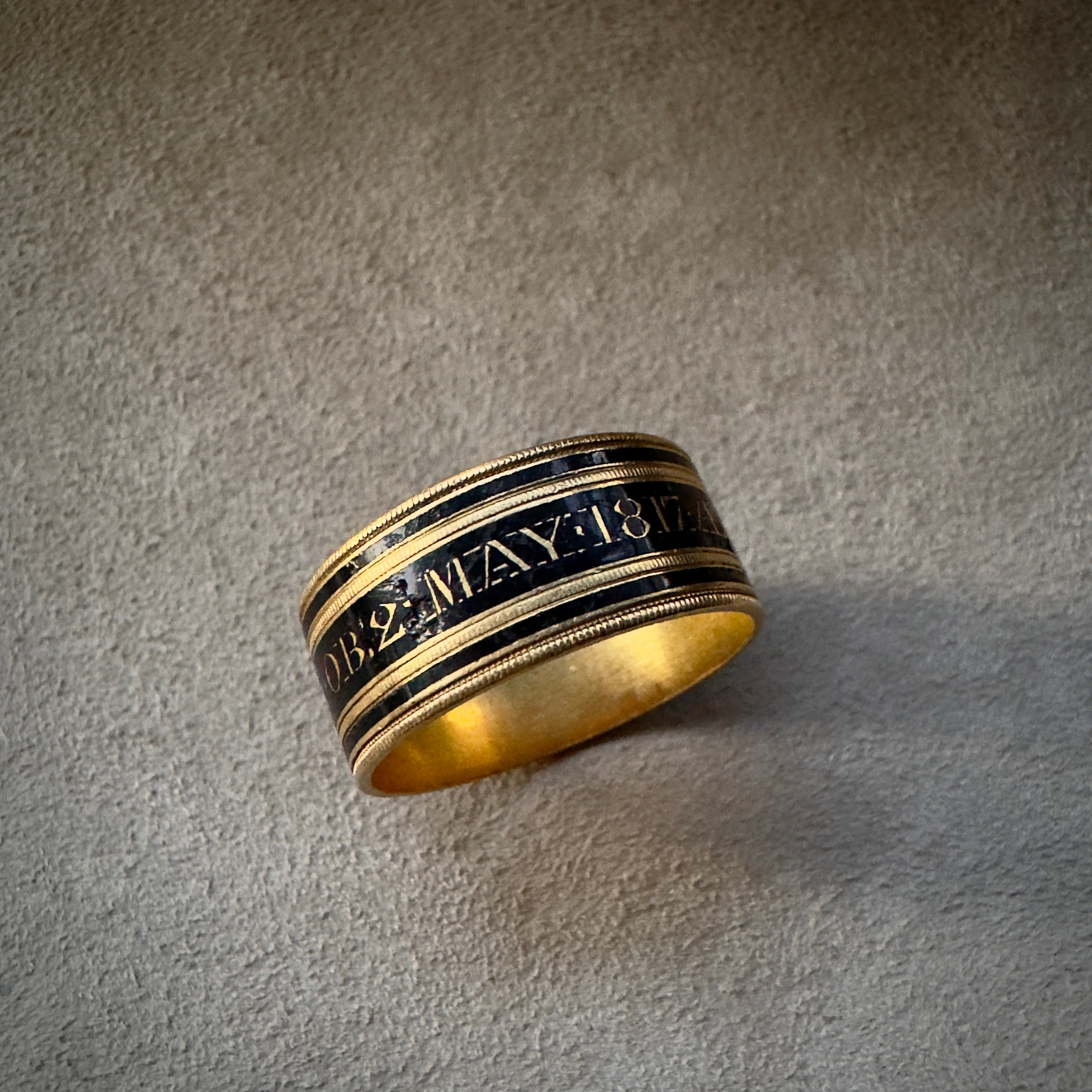 Antique Georgian 18k and Enamel Mourning Band- "Mrs Alice Henderson"