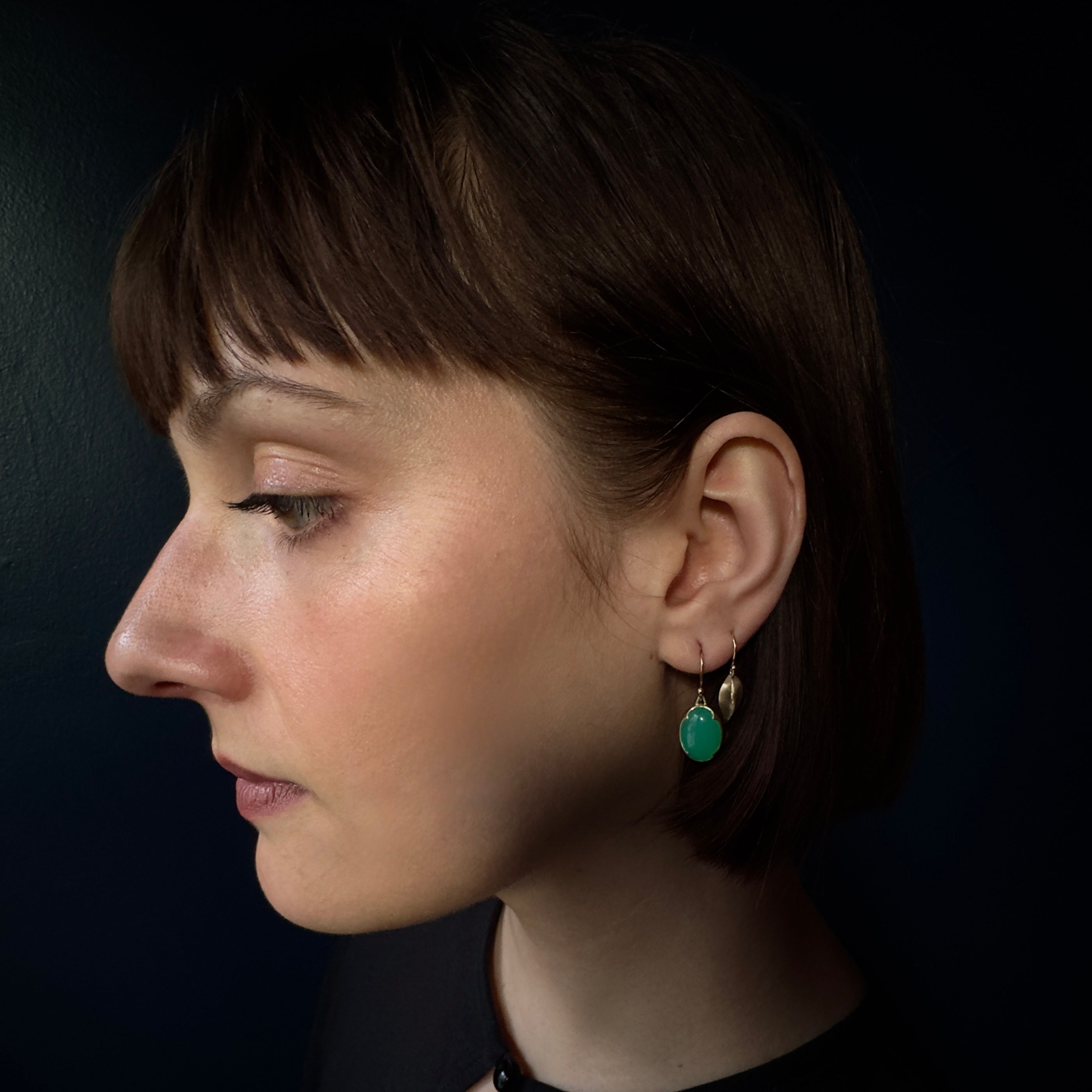 Gabriella Kiss 18k Fine Oval Chrysoprase Earrings - 10ct