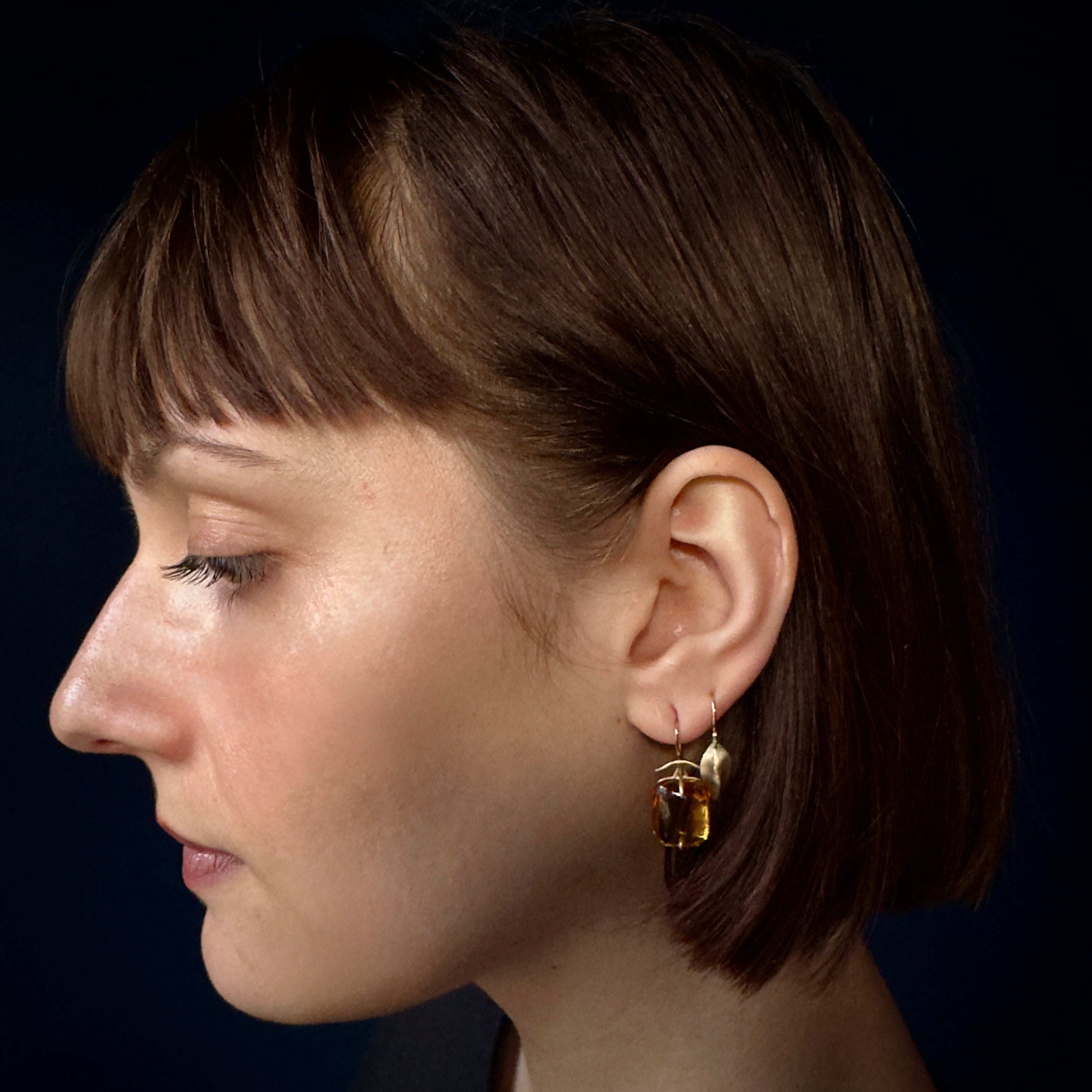 Gabriella Kiss 18k Citrine Rectangular Pillow Drop Earrings