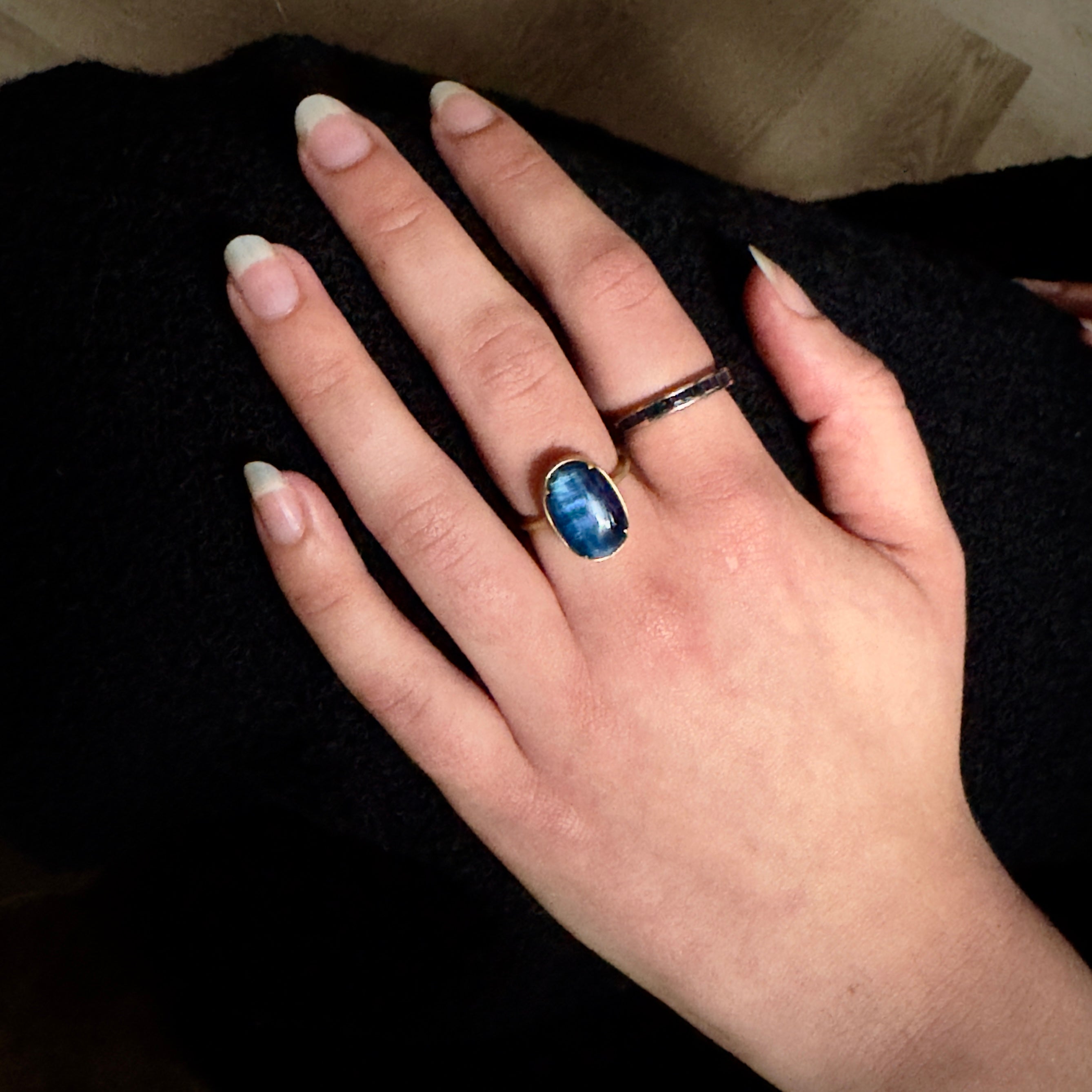 Gabriella Kiss 18k Oval Kyanite Ring- 9.9ct.