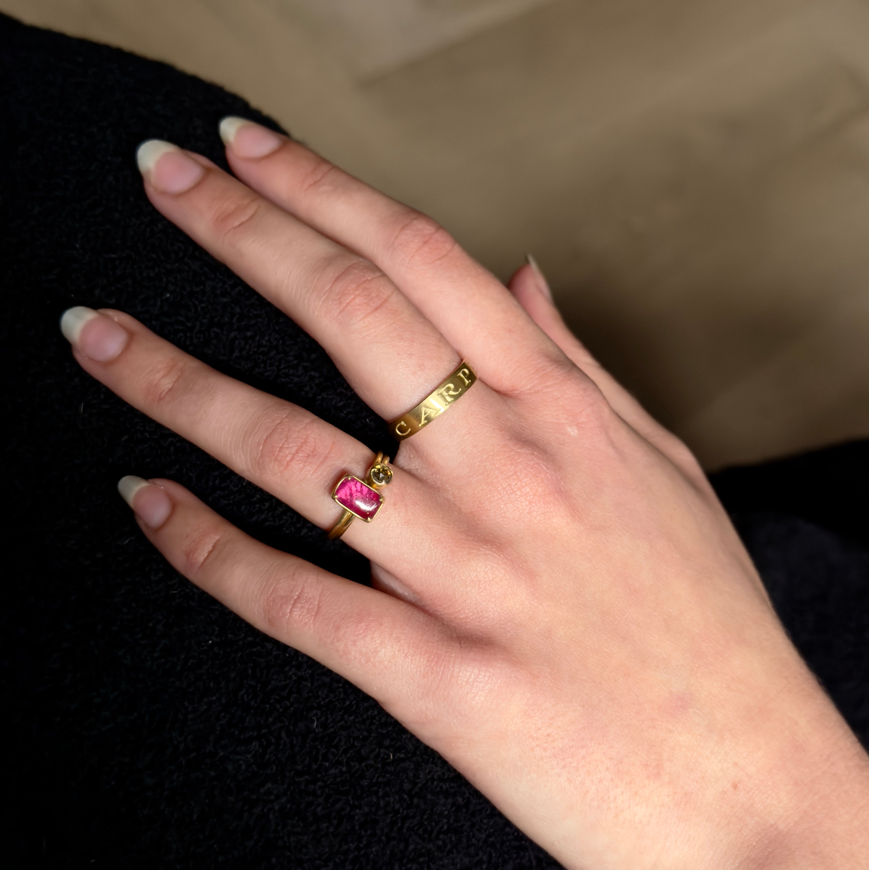 Gabriella Kiss 18k Rectangular Cabochon Untreated Ruby Ring - 1.4 ct