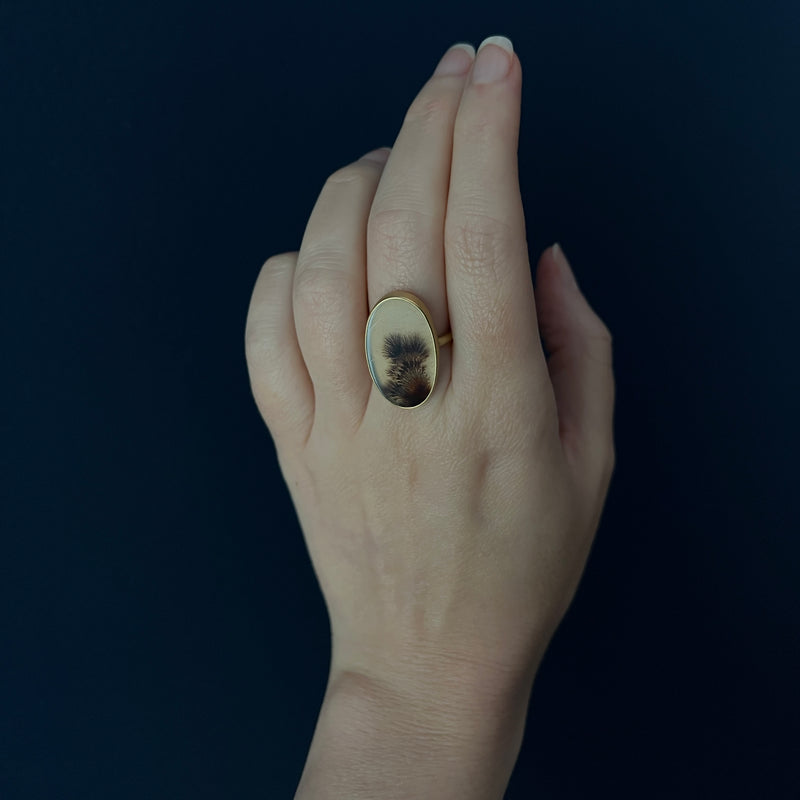 Gabriella Kiss 18k Large Oval Dendritic Agate Ring