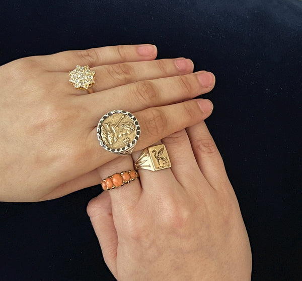 Antique Victorian 18k Diamond Star Cluster Ring