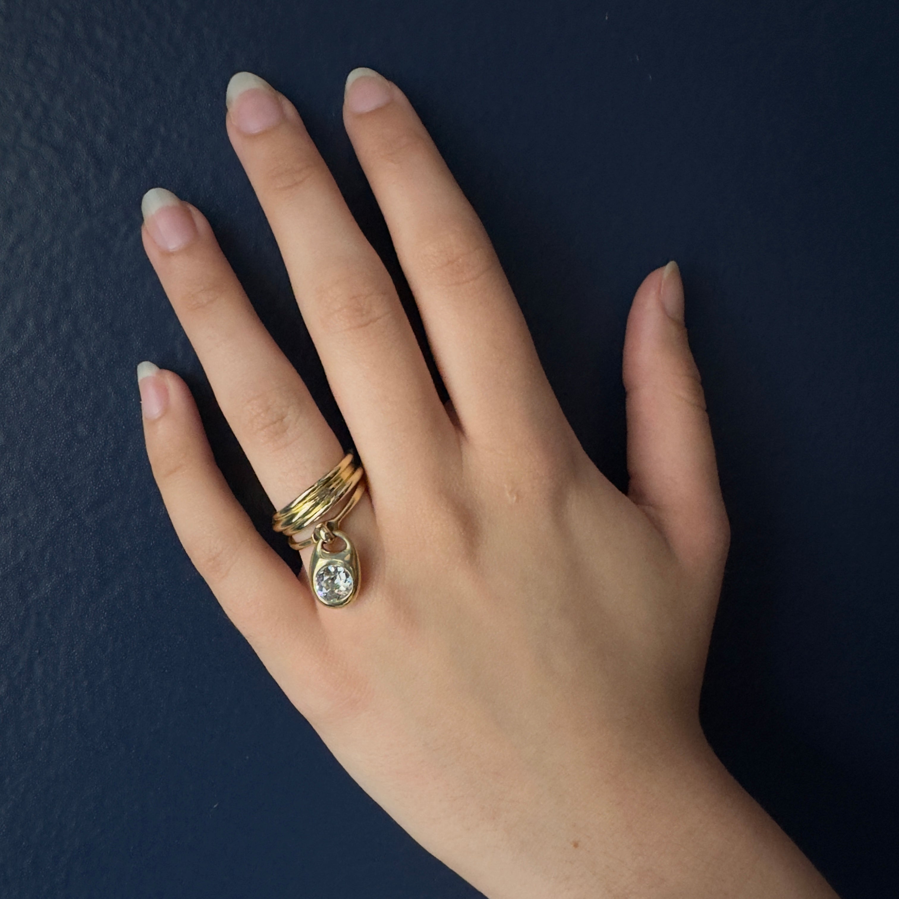 TenThousandThings 18k Askew Three Band Ring